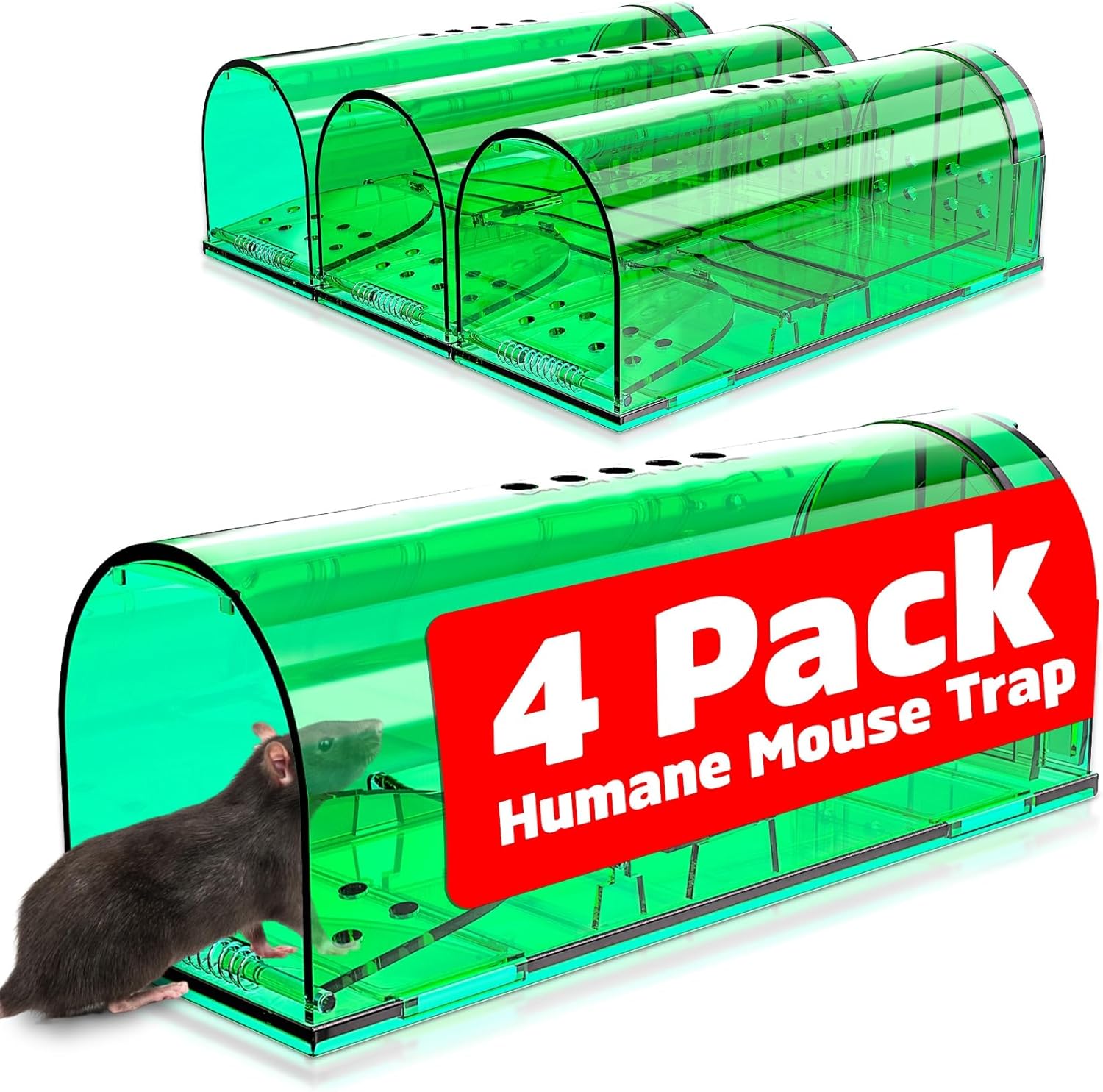 4 Pcs Humane Live Mouse Traps No Kill Reusable Mice Trap Catch