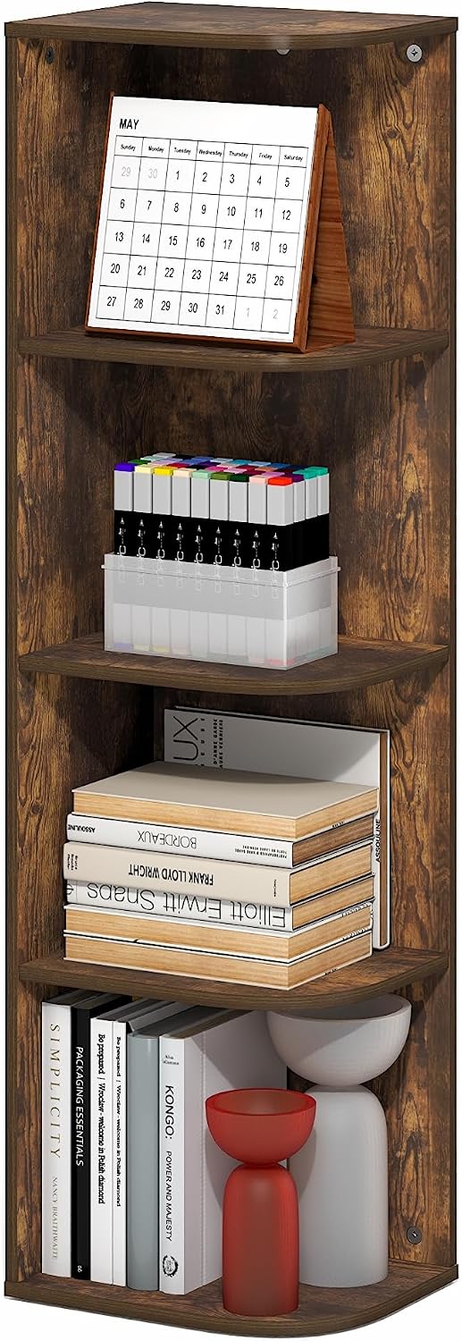 Furinno LUDER Book Shelf, 5-Cube Bookshelf, Reversible Bookcase, 9.4 x 19.5 x 31.5, Easy Assembly, for Living Room, Bedroom, Home Office, White