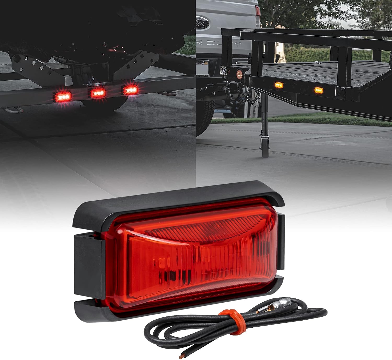 TRUE MODS 2pc 2.5" Amber Rectangle LED Trailer Marker Lights for Truck RV