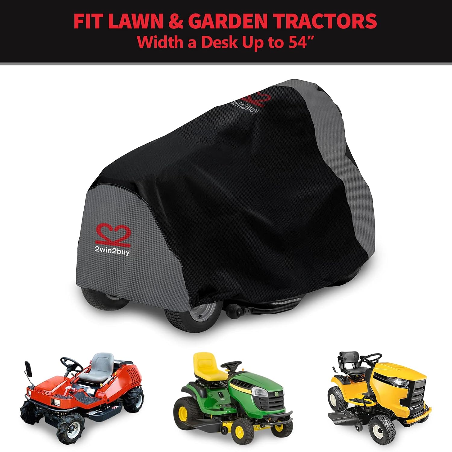 Riding Lawn Mower Cover 600D Lawnmower Covers Waterproof, up to 54" Decks | Universal Outdoor Lawn Tractor Cover Tarp All Weather Ride on Mower Covers, Heavy Duty 600D, Elastic Cord & Storage Bag