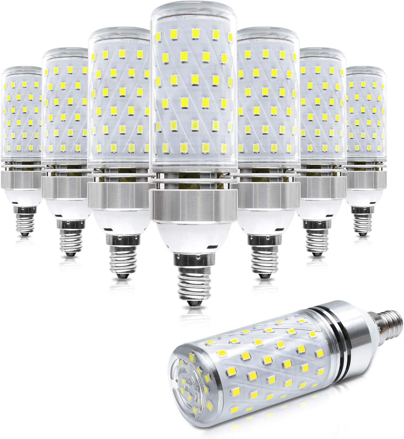 LEDLightsWorld Super Bright E12 LED Corn Bulbs, 16W 1500LM Bulbs, Daylight White 6000K Lights, CRI80+, 120W Incandescent Bulb Equivalent