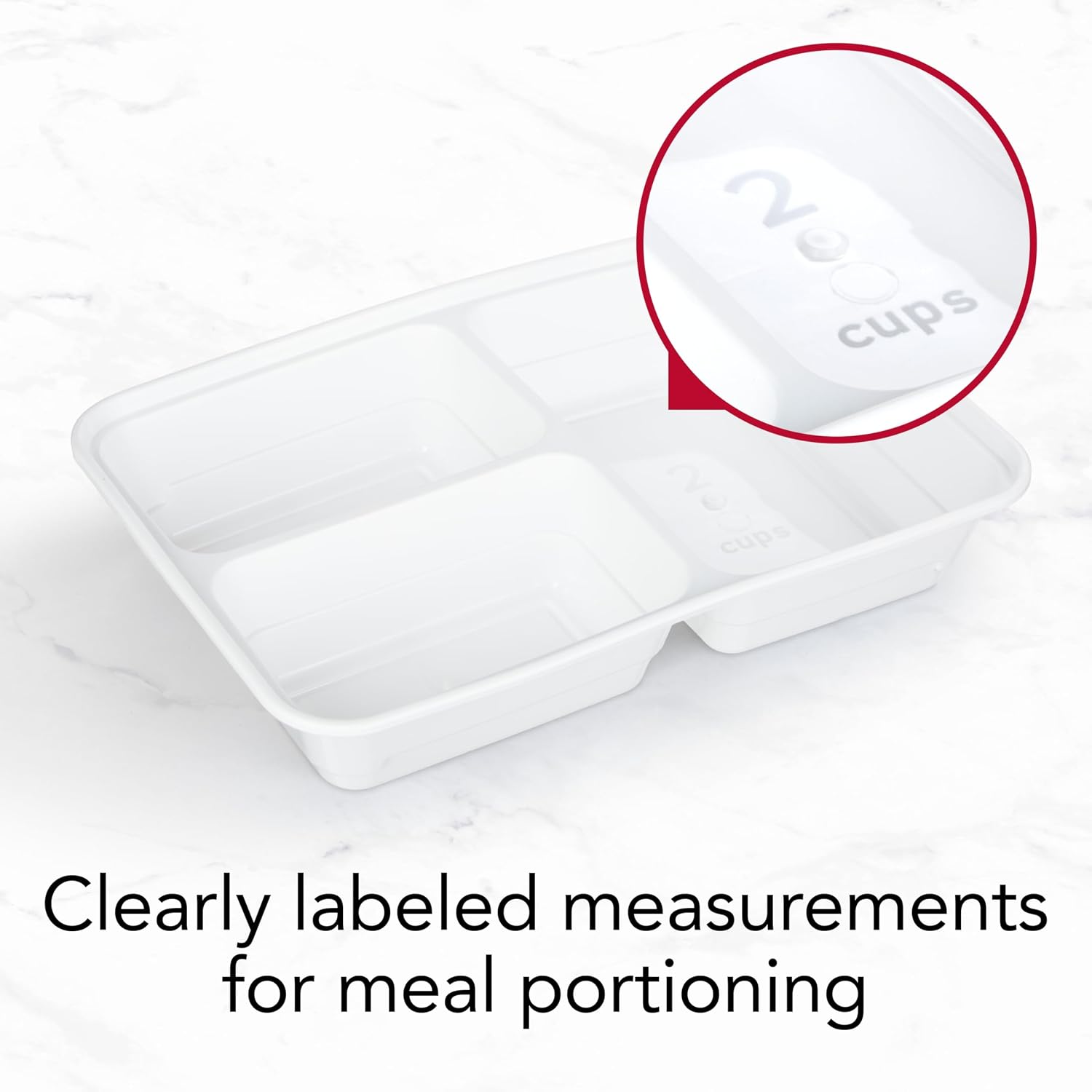GoodCook Food Storage Containers for Meal Prep Rectangle Three Compartments & Made without BPA, 20-Piece, White