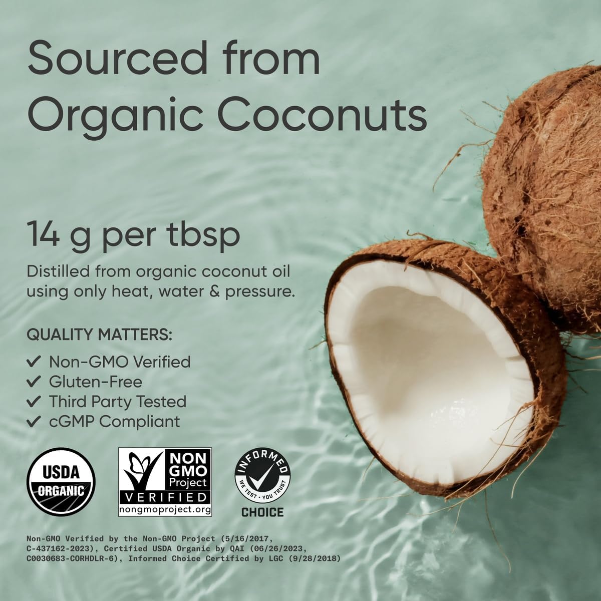 Sports Research® Organic Coconut MCT Oil 32oz, Unflavored | Brain & Body Fuel | Great in Keto Coffee & Protein Shakes | Vegan, Keto, Non-GMO - 63 Servings