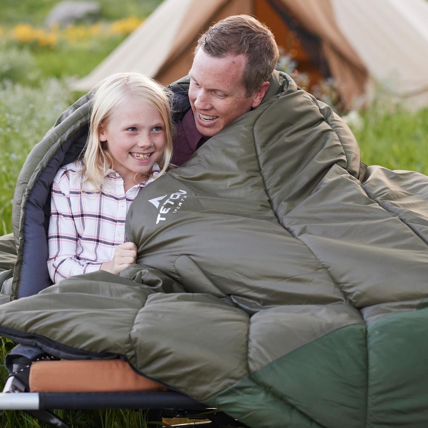 Teton Mammoth Queen Size Double Sleeping Bag- A Warm Bag the Whole Family can Enjoy – Great for Camping, Hunting and Base Camp. Compression Sack Included