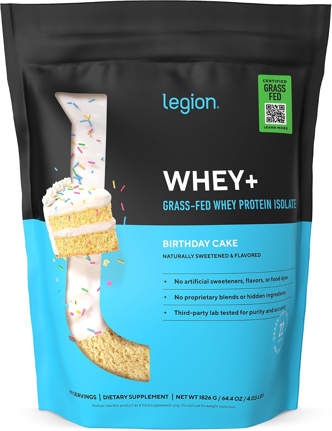 LEGION Whey+ Protein Whey Isolate from Grass Fed Cows (French Vanilla, 30 Servings) - Whey Protein Isolate Powder, Low Calorie, Non-GMO, Sugar Free, Lactose and Gluten Free, All Natural Protein Powder