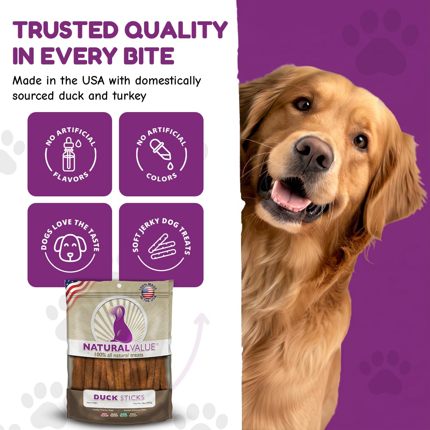 Loving Pets Natural Value Beef Sticks - Soft Jerky Dog Treats for Large & Small Breeds - Healthy Gluten, Wheat, Soy & Grain Free Pet Treats for Dogs