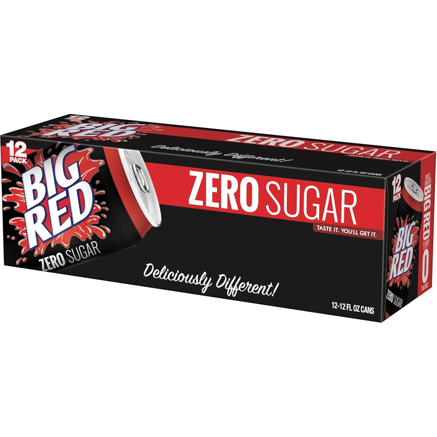 Big Red Zero Sugar Soda, 12 fl oz cans, 12 pack
