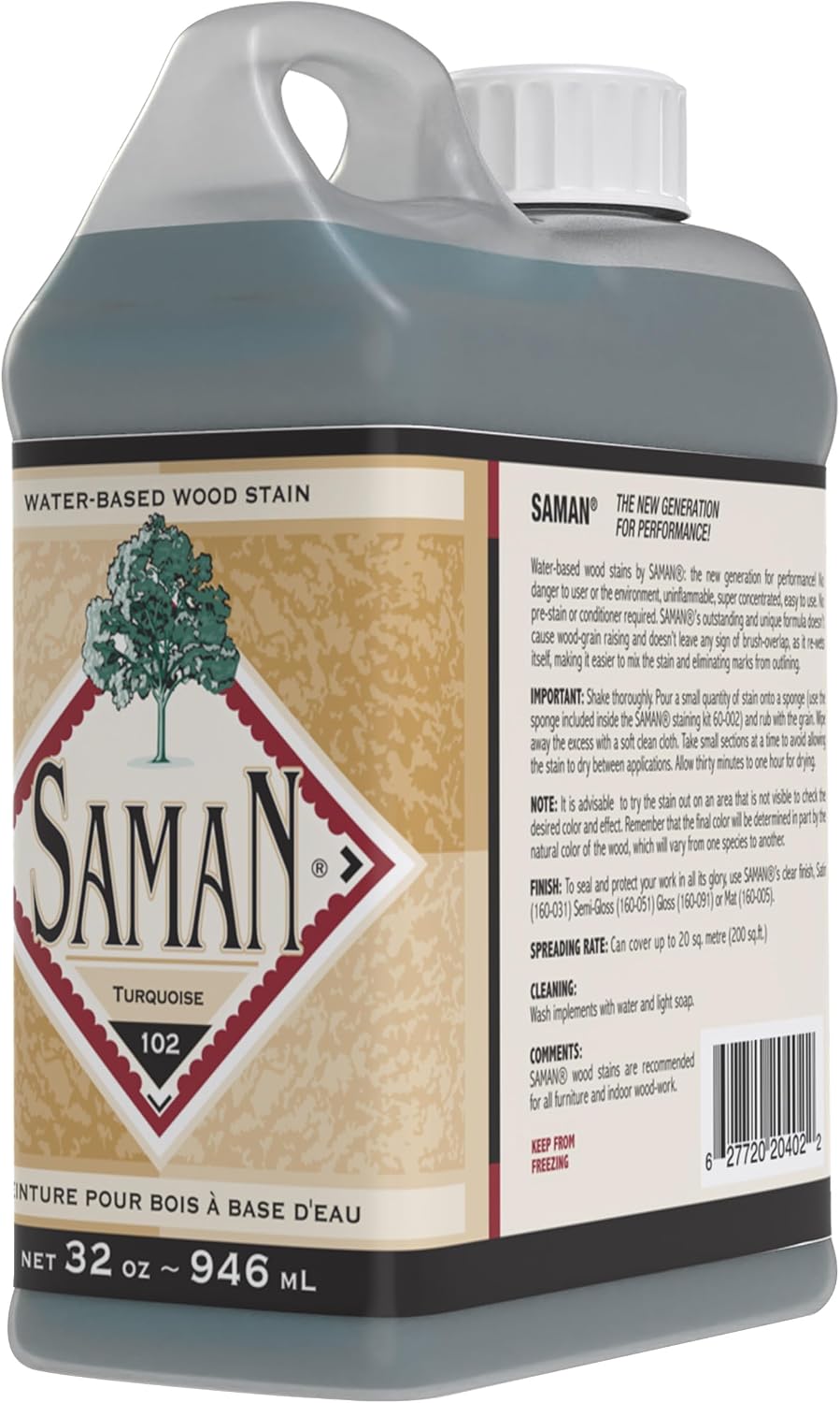 SamaN Interior Water Based Wood Stain - Natural Stain for Furniture, Moldings, Wood Paneling, Cabinets (Antique Walnut TEW-212-12, 12 oz)