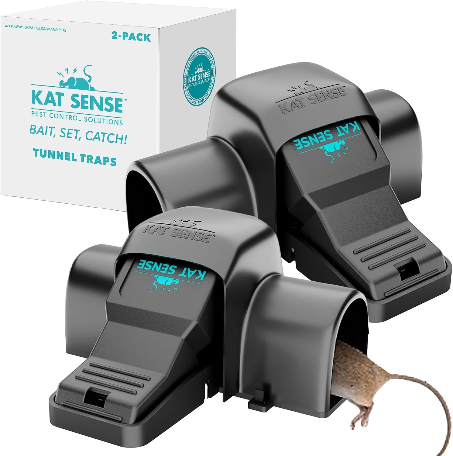 Kat Sense Covered Rat Trap & Chipmunk Trap, Prevents Accidental Triggering with Tunnel Design, Quick Action Pest Control Device