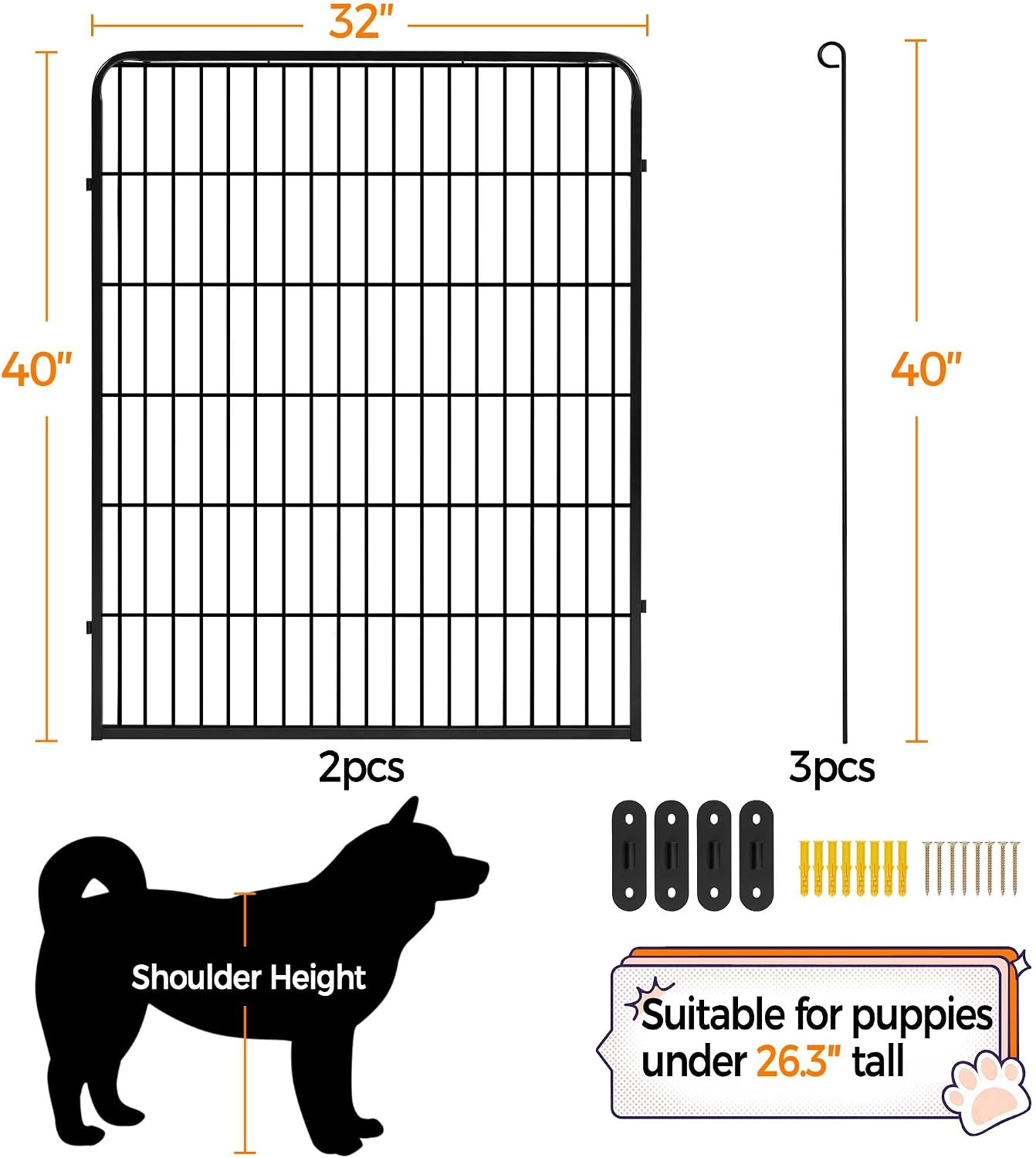 Yaheetech Dog Playpen 24in 16 Panels Pet Fence for Indoor Yard RV Camping | Easy Setup, Heavy Duty Rustproof Frame with Secure Latch Door, DIY Layouts,Foldable Storage, for Puppies & Small Dogs
