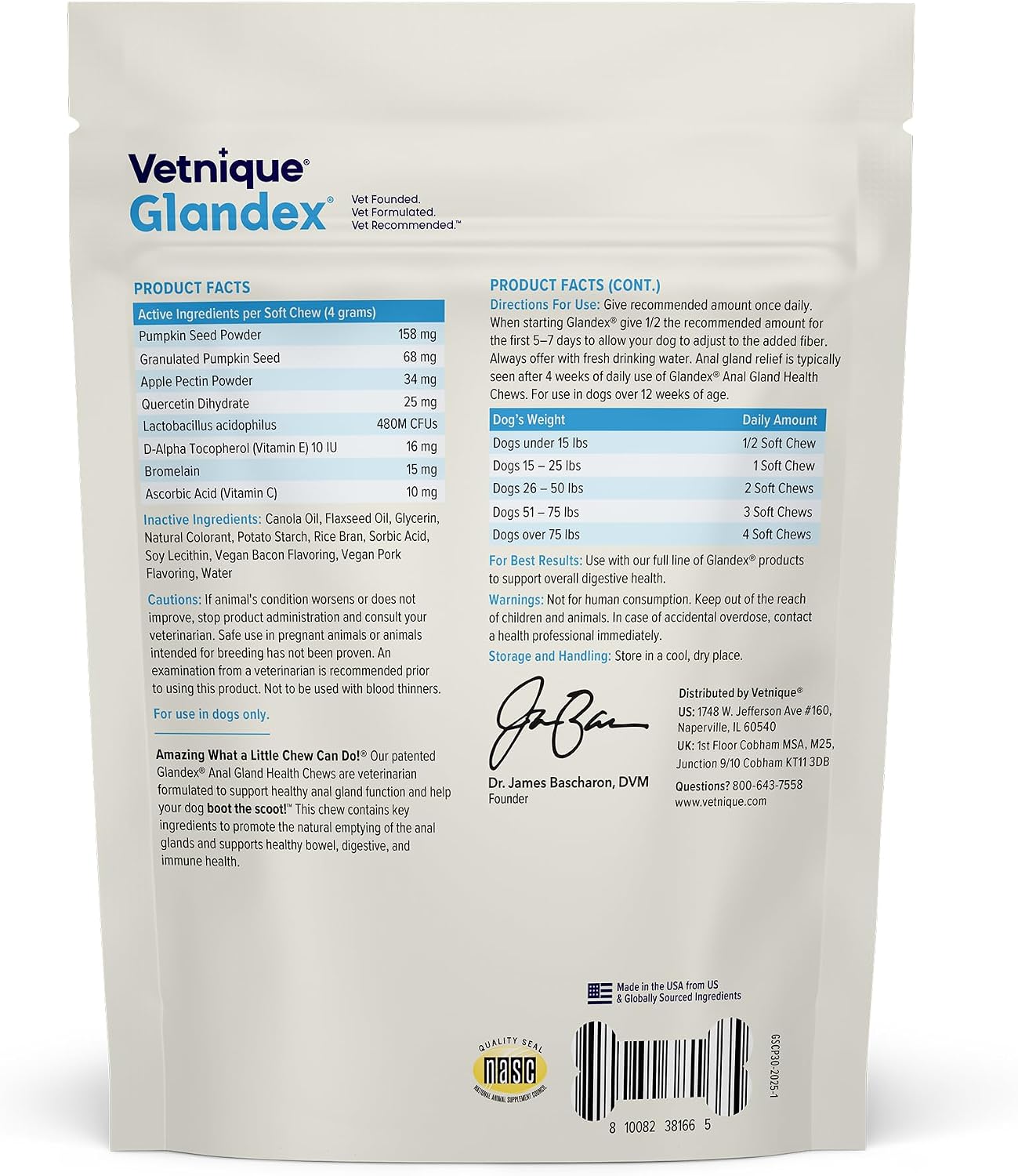 Vetnique Glandex for Dogs Anal Gland Chews 30ct, Pumpkin, Digestive Enzymes | Anal Gland Dog Treats, Boot the Scoot + Fishy Odor Support, Fiber, Probiotics, Quercetin + Apple Pectin, Peanut Butter