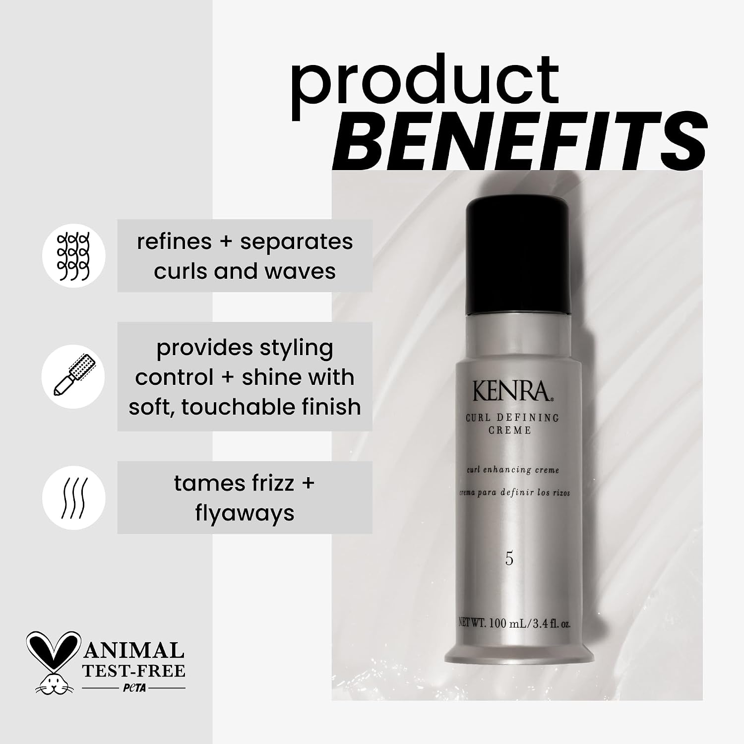 Kenra Curl Defining Crème 5 | Texture Enhancing Styler | Tames Frizz & Flyaways | Refines and Seperates Curls & Waves | Helps Resist Humidity | Medium To Coarse Hair