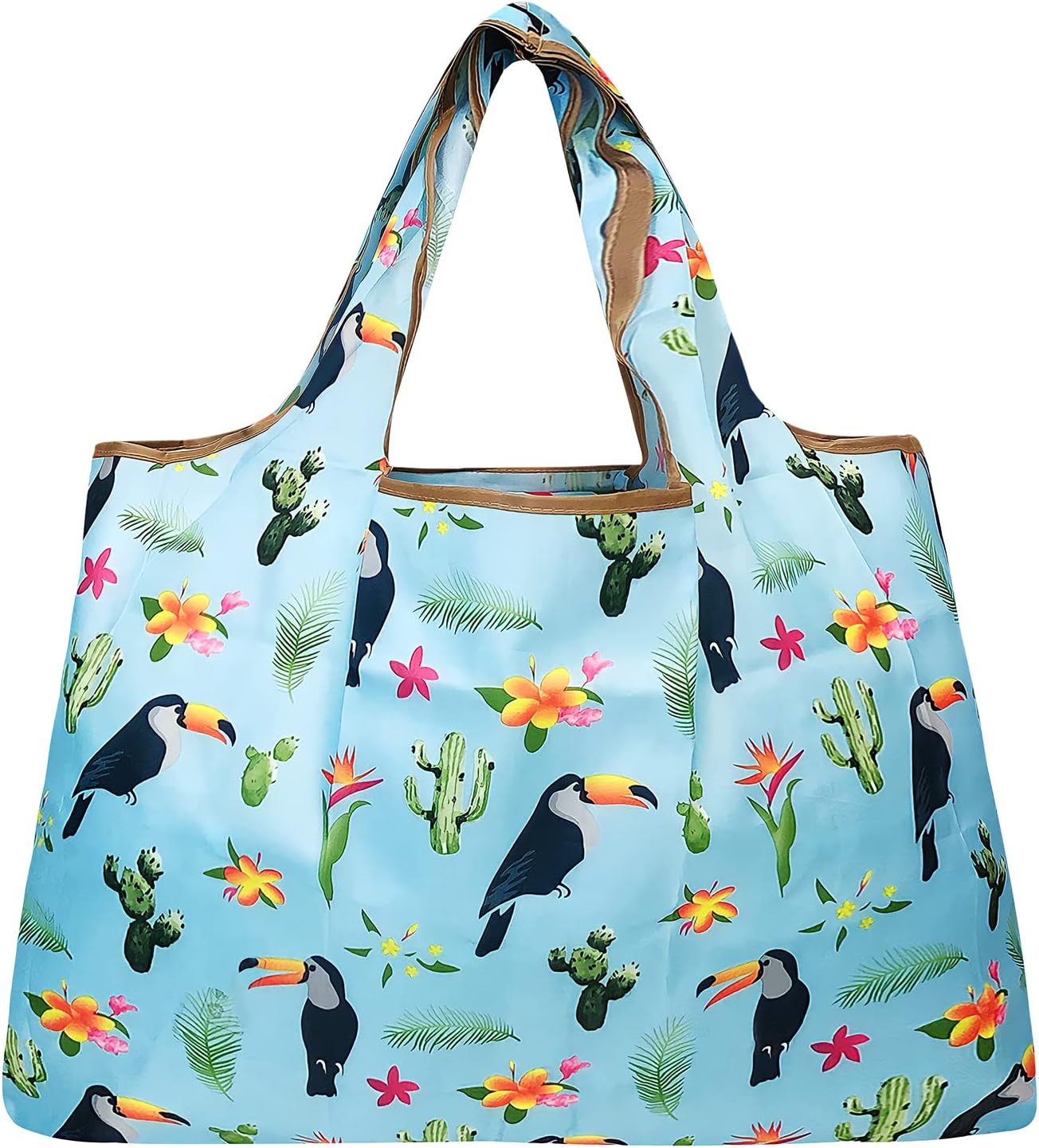 allydrew Large Foldable Tote Nylon Reusable Grocery Bags, Gray Ferns