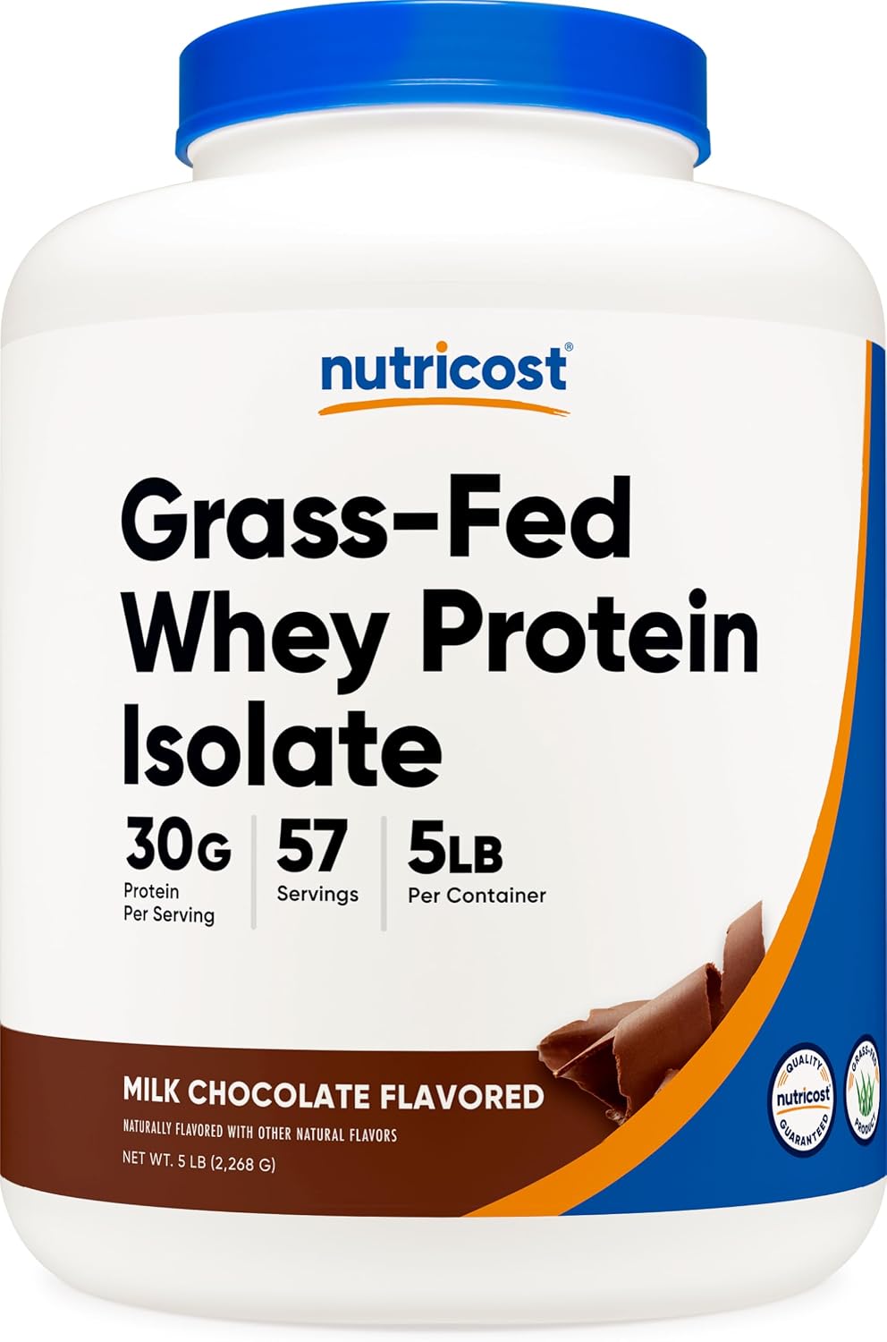 Nutricost Grass-Fed Whey Protein Isolate (Vanilla) 5LBS | GMO-Free, Gluten Free, Natural Flavors