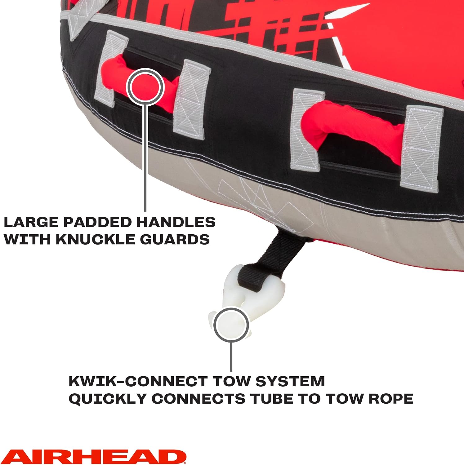 Airhead G-Force Towable Tube for Boating, 1-4 Rider Inflatable Boat Tube for Water Tubing, Heavy Duty Full Nylon Cover, Stabilizer Fins with Neoprene Knuckle Guards, Speed Safety Valve