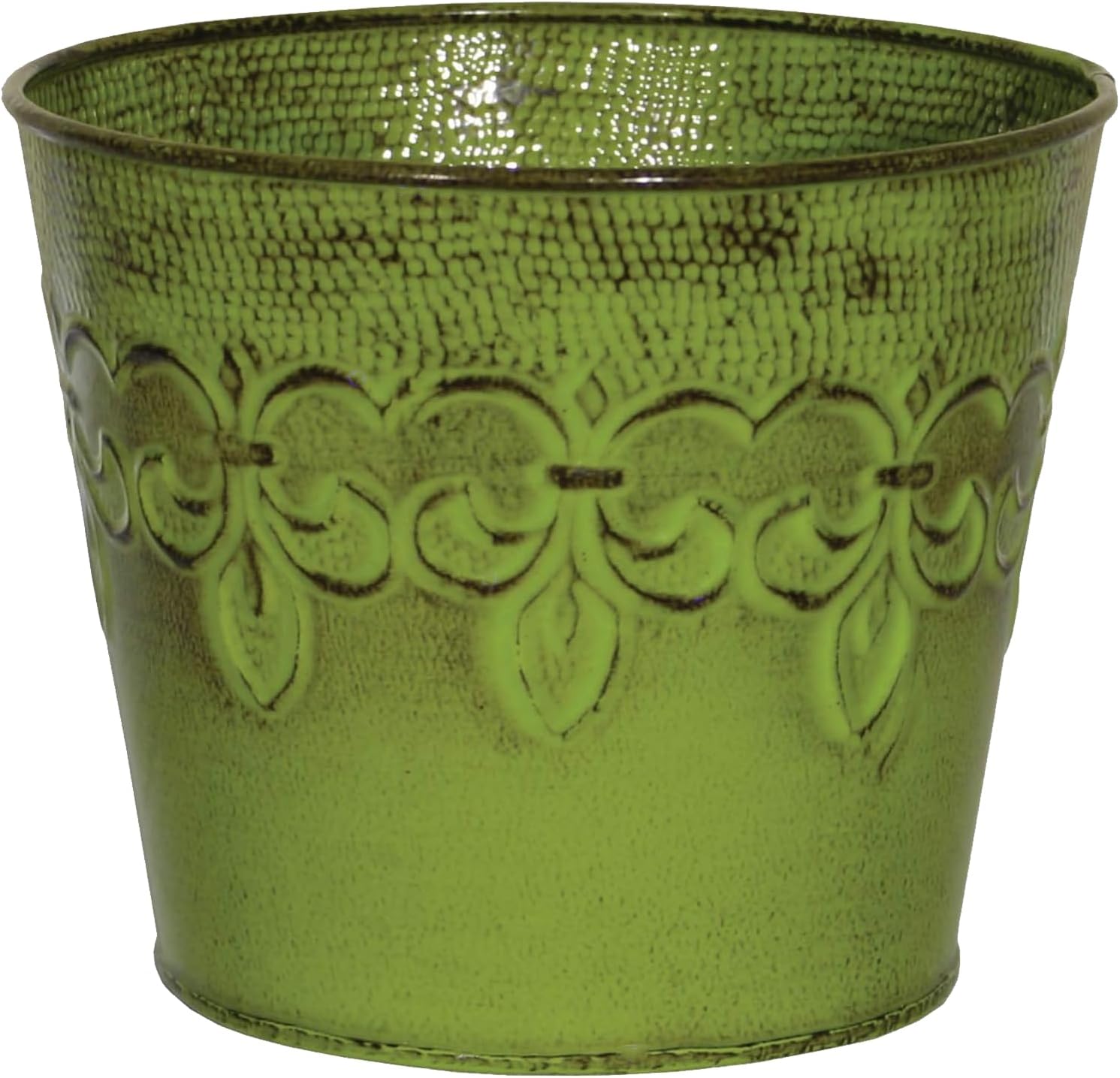 MPT01891 Fluer De Lis Series Metal Planter Flower Pot, 6", Color Tansy Green