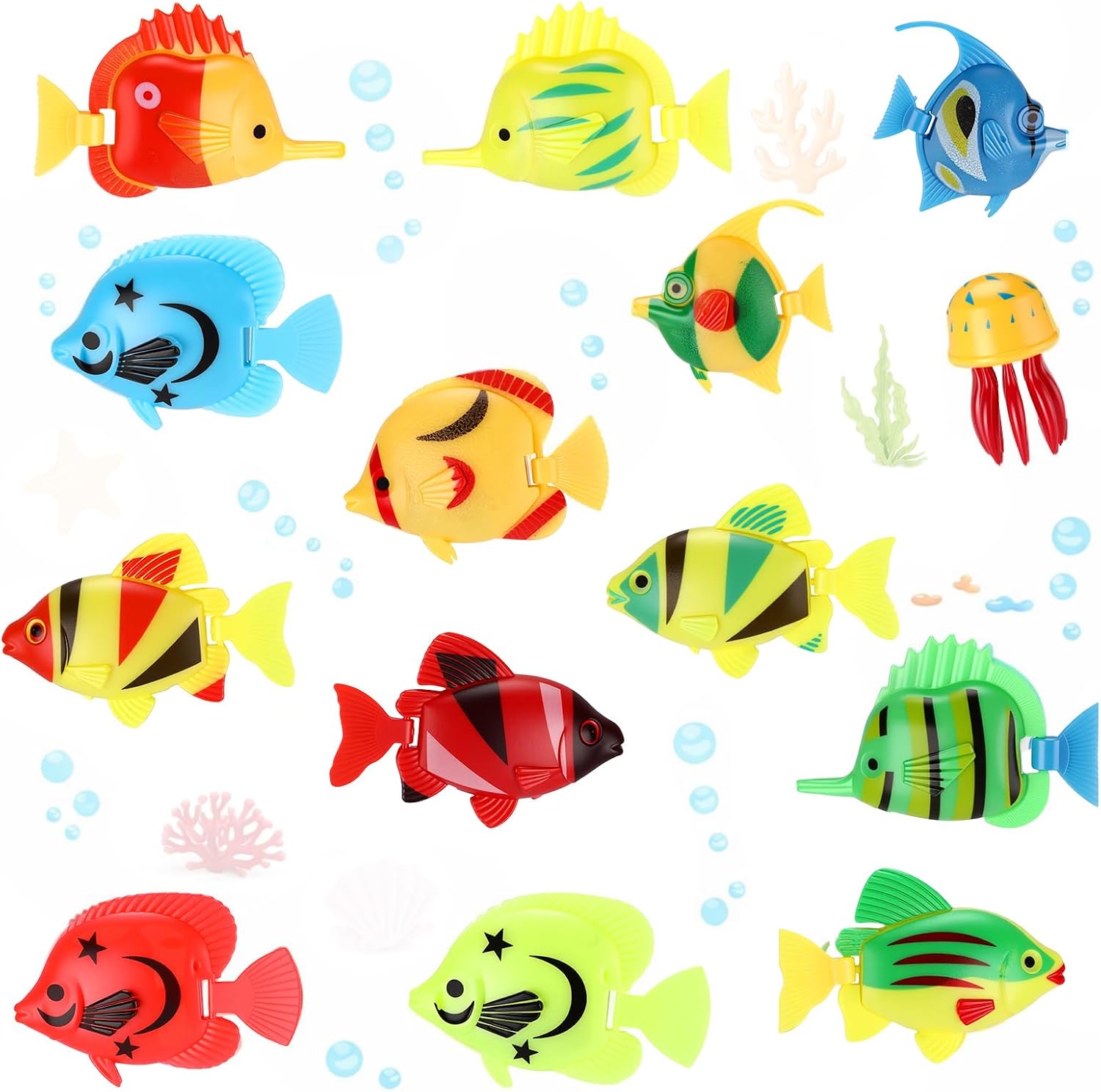 Weewooday 20 Pcs Artificial Moving Fishes Plastic, Random Fish