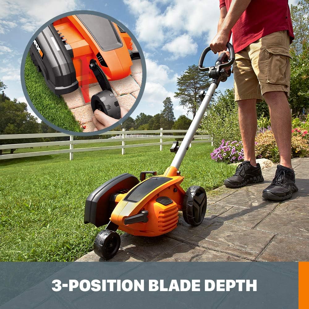 WORX Electric Lawn Edger, 12 Amp 7.5" Trencher for Lawn Landscaping, WG896 | 3-Position Adjustable Cutting Depth, Lawn Edging & Trenching Dual Use