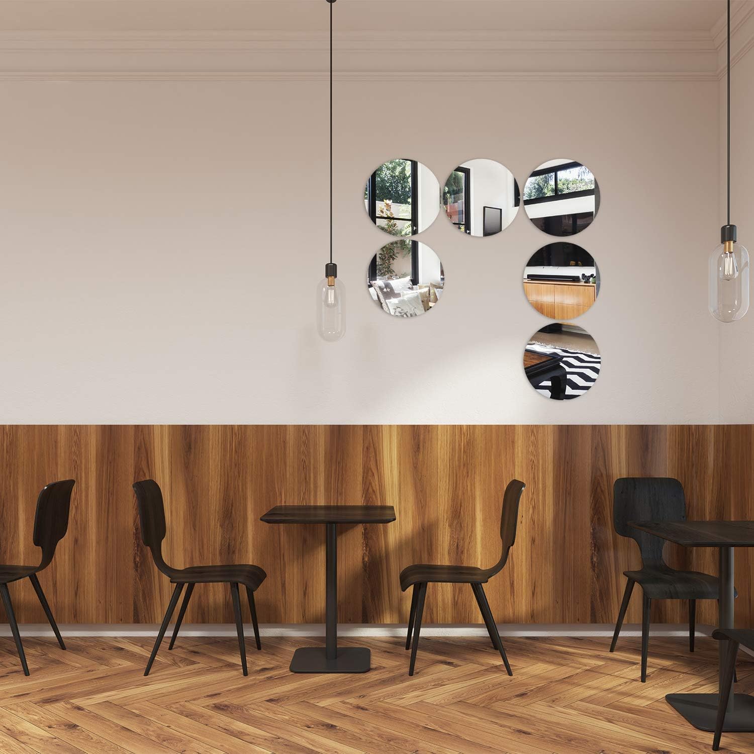 Aneco Acrylic Round Mirrors Non Glass Round Mirror Plate Self Adhesive Mirror Stickers for Home Wall Decor or Wedding Table Centerpiece