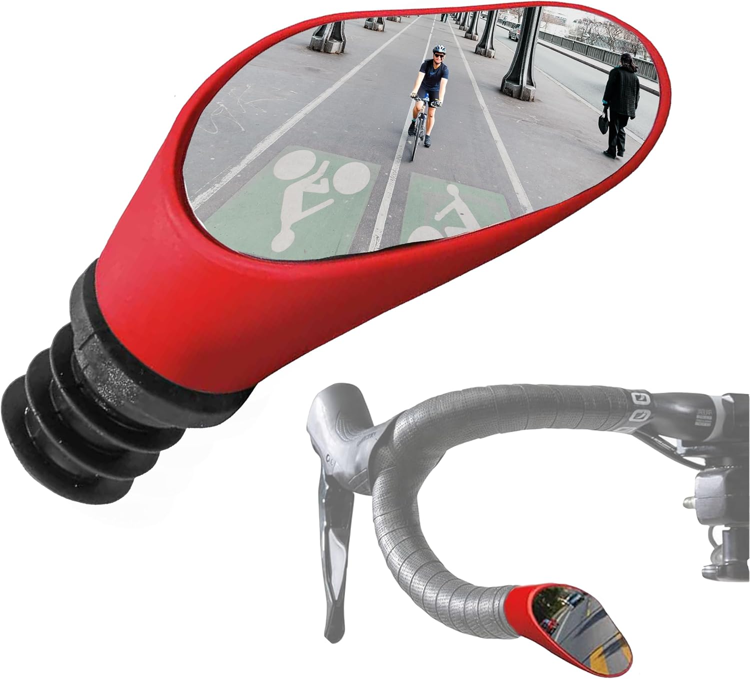 Road Drop Bar Rearview Bike Mirror - Cycling Safety Mirror - Single For Left Side Dropbar