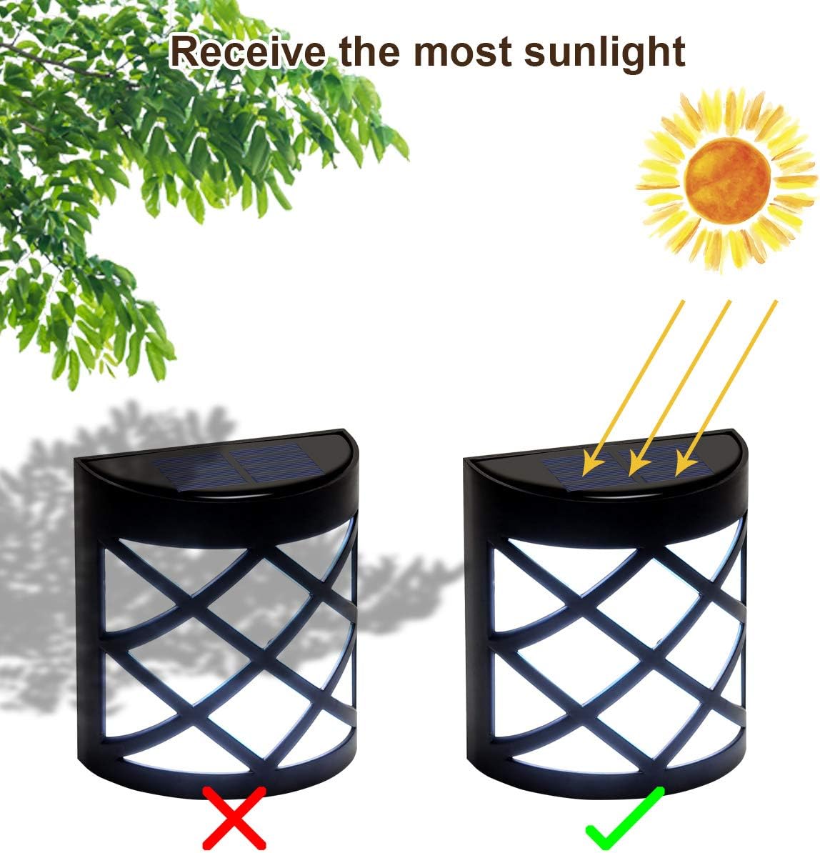 GIGALUMI 8 Pack Solar Fence Light Cold White Porch Solar Powered Decor Outdoor Waterproof Wall Fence Lights for Garden, Yard, Patio, Front Door
