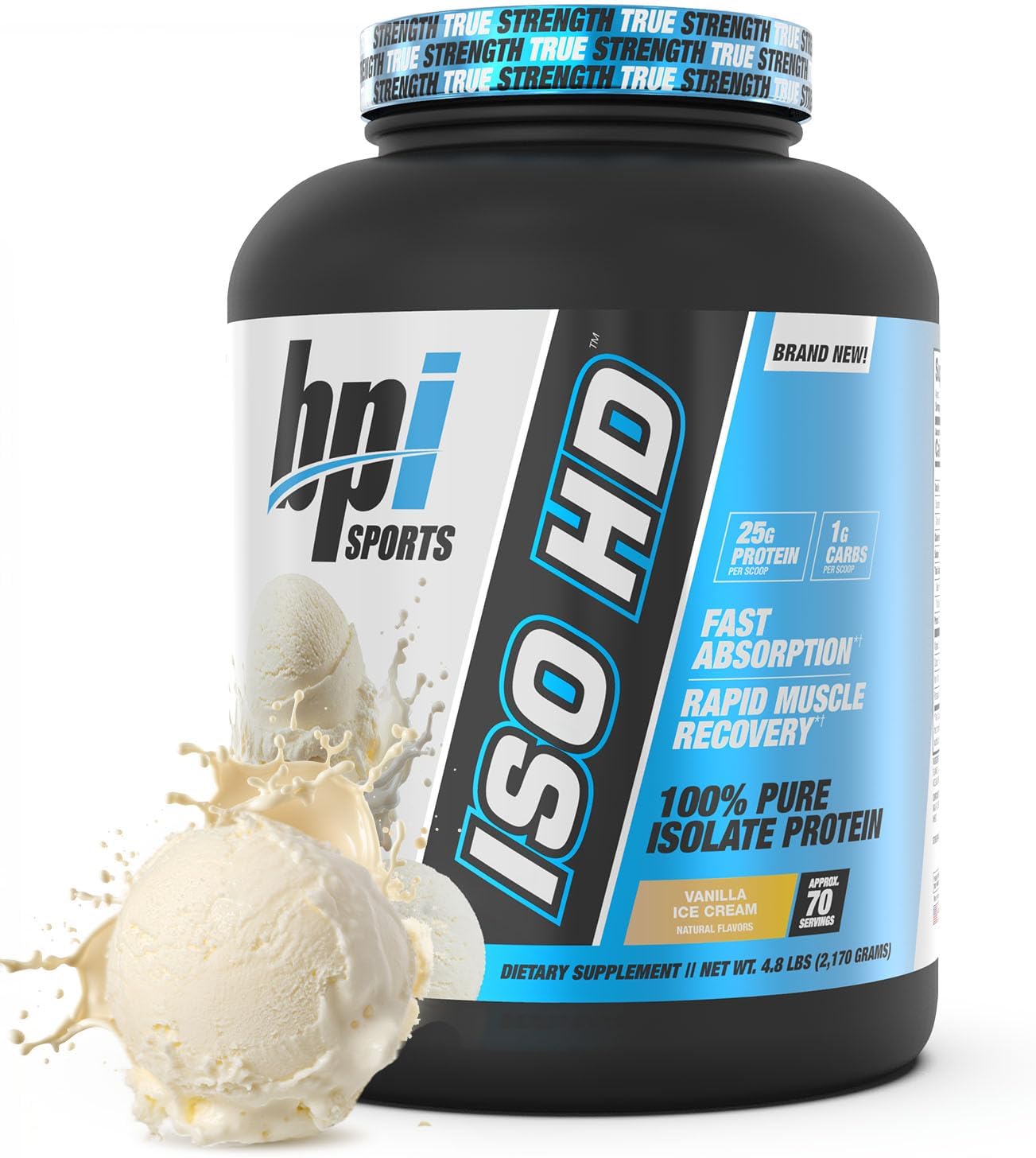 BPI Sports ISO HD Isolate Protein Powder – 100% Whey Isolate, Protein Powder for Muscle Gain - Chocolate Brownie, 5.4 Pounds - 69 Servings