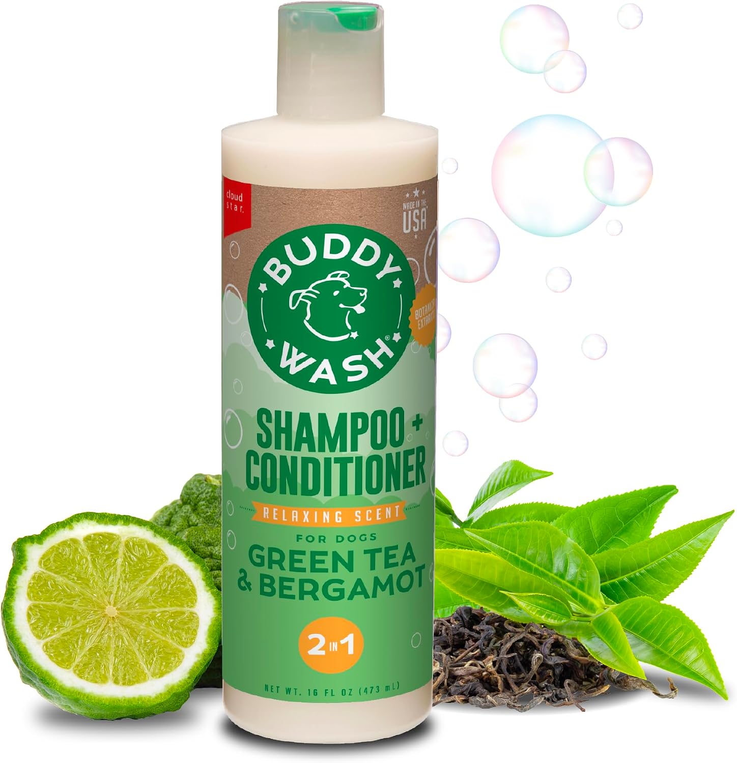 Buddy Grooming Wash 2 in 1 Dog Shampoo, Lavender & Mint, 16 oz. Bottle