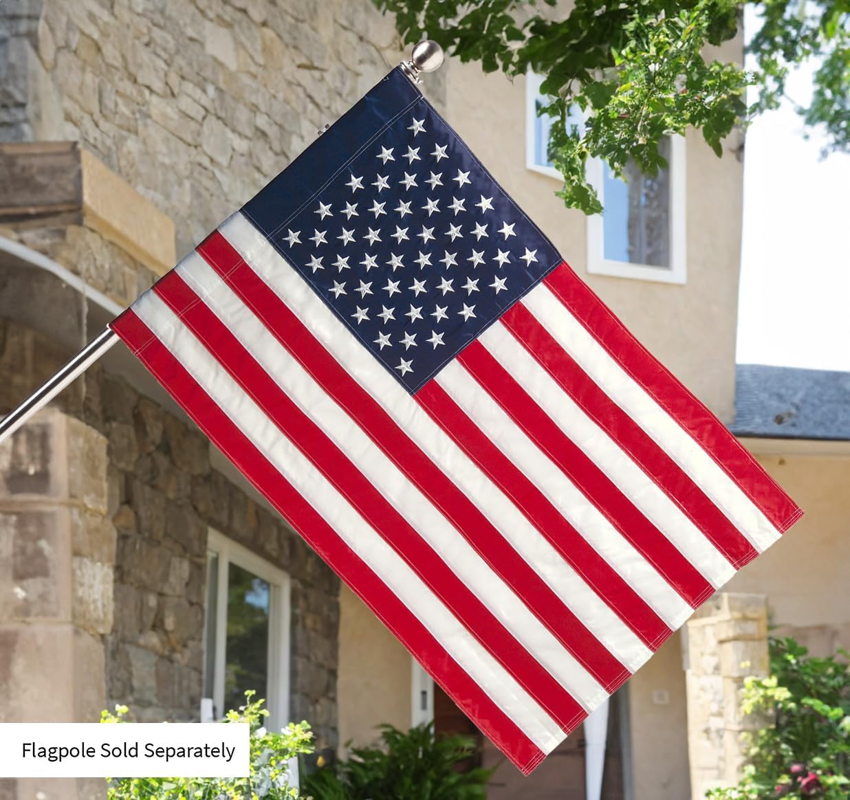 Evergreen American Flag 12x18 Double Sided | Patriotic House Flags For Outside Outdoor | Small American Flag Garden Size | Embroidered Stars and Stripes | USA Residential or Commercial