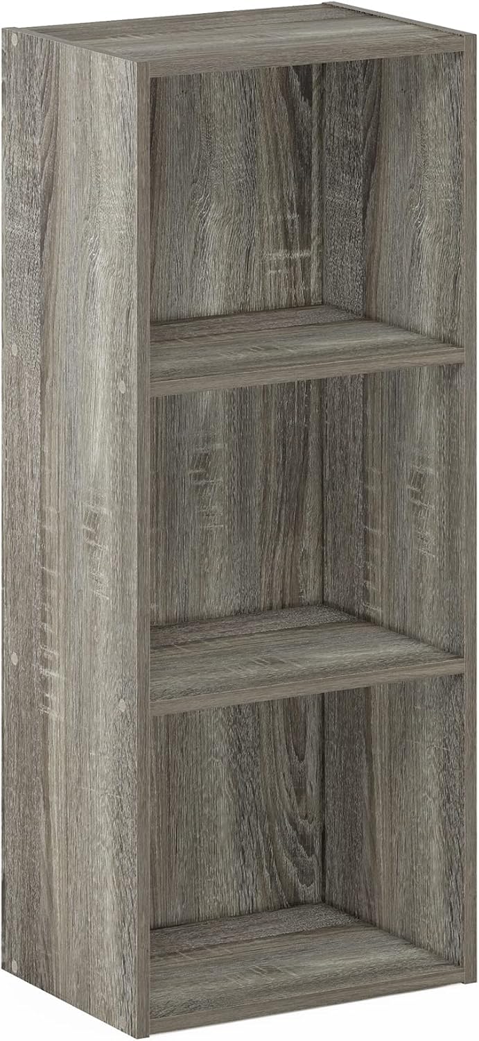 Furinno PASIR Book Shelf, 5-Tier Modern Bookshelf, Open Shelves Bookcase, 9 x 12 x 52, for Living Room, Bedroom, Home Office, Plain White