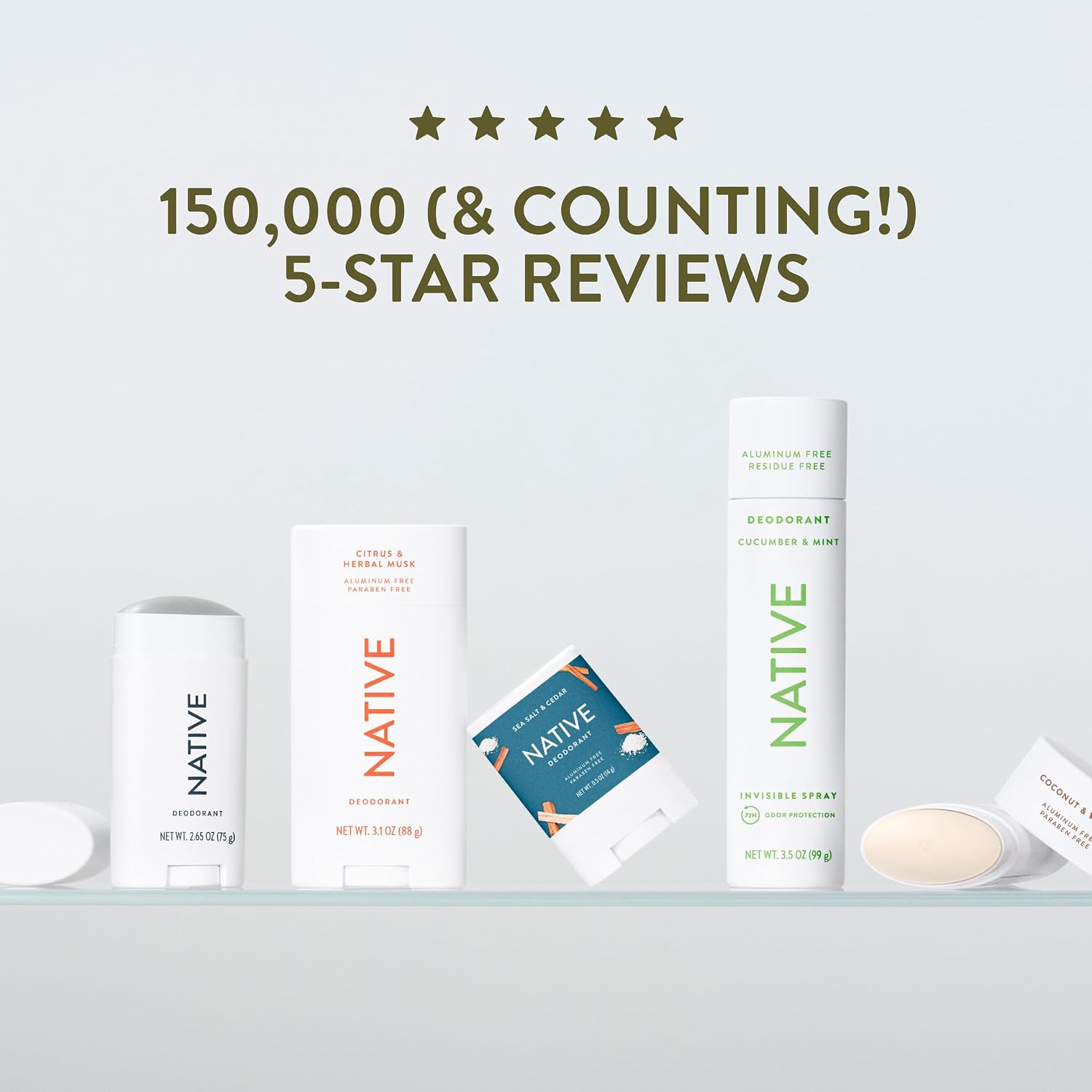 Native Deodorant Contains Naturally Derived Ingredients, 72 Hour Odor Control, Deodorant for Women and Men, Aluminum Free, Eucalyptus & Mint 2.65oz