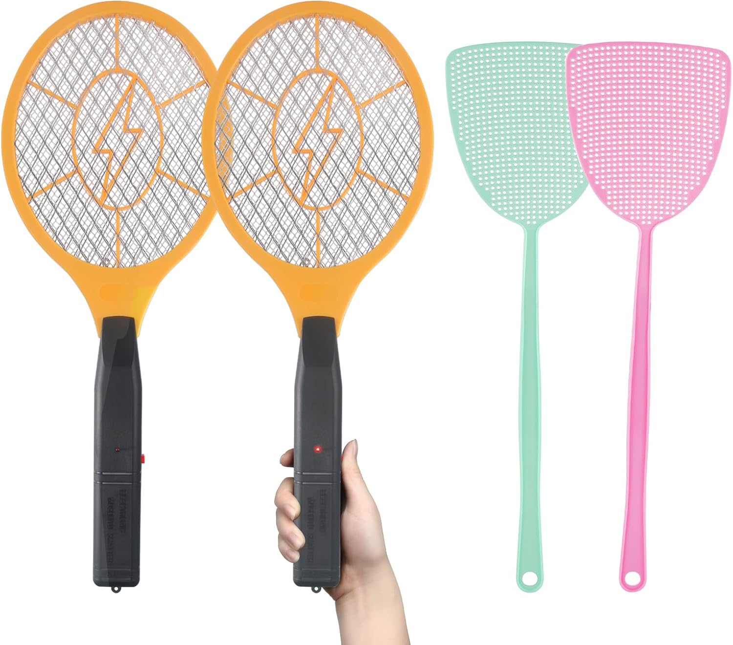 Electric Fly Swatter Handheld Bug Zapper - Indoor Outdoor Zapping Racket for Pest Mosquito & Flies - Battery Powered Safe to Touch with 3-Layer