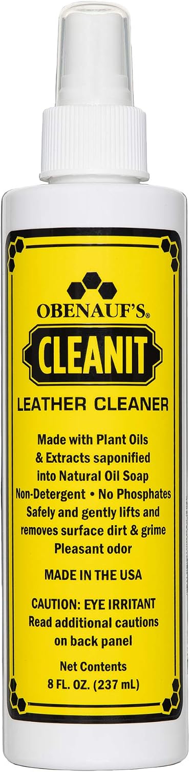 Obenauf's Cleanit Leather Cleaner - Natural Plant Oil Leather Cleaner for Boots, Furniture and Car Interior - Safe and Gentle Non-Detergent Oil Liquid Soap - Ready-to-use 16oz Spray Bottle