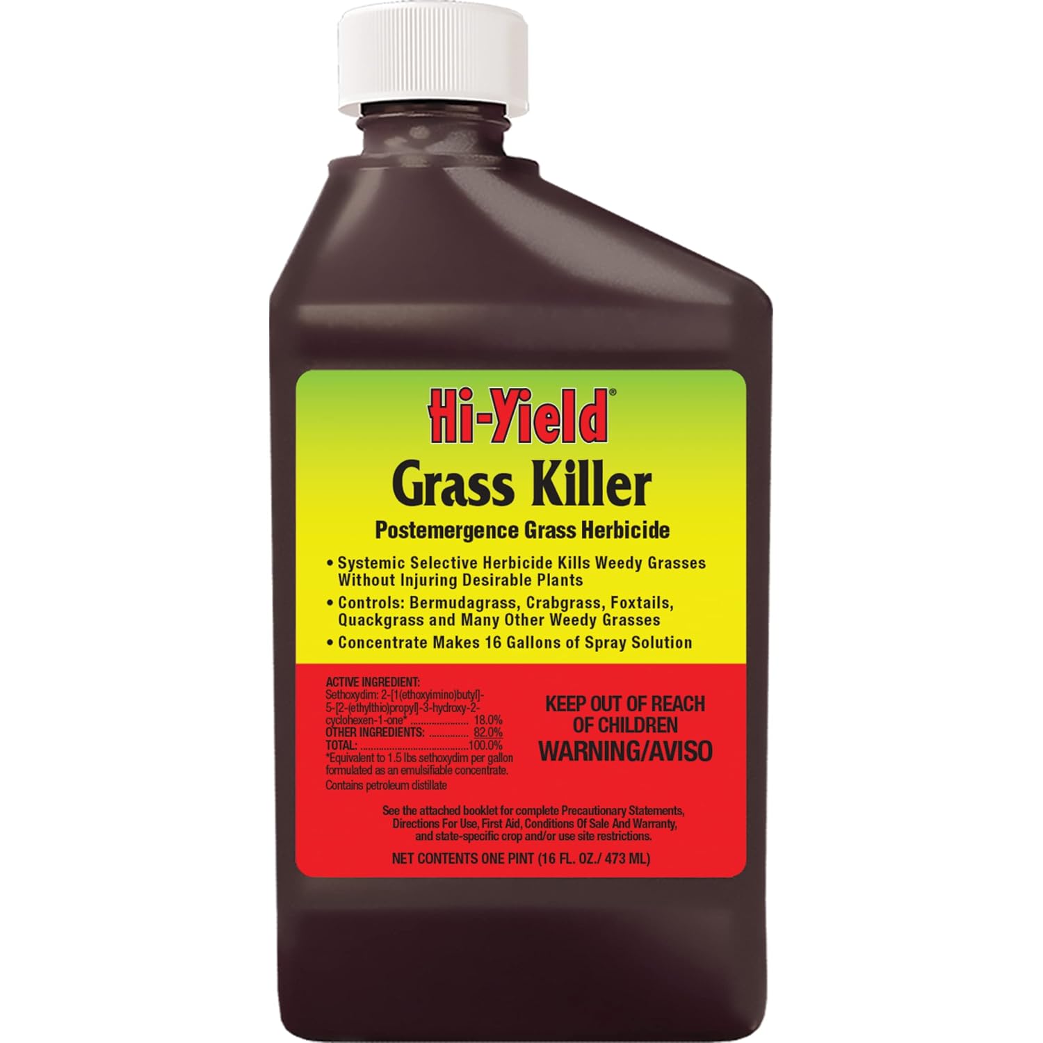 Hi-Yield (31134) Grass Killer Postemergence Grass Herbicide, 8 oz | Fluazifop-P-butyl selective herbicide - Post-emergent grass killer safe to use over ornamentals - Landscapers