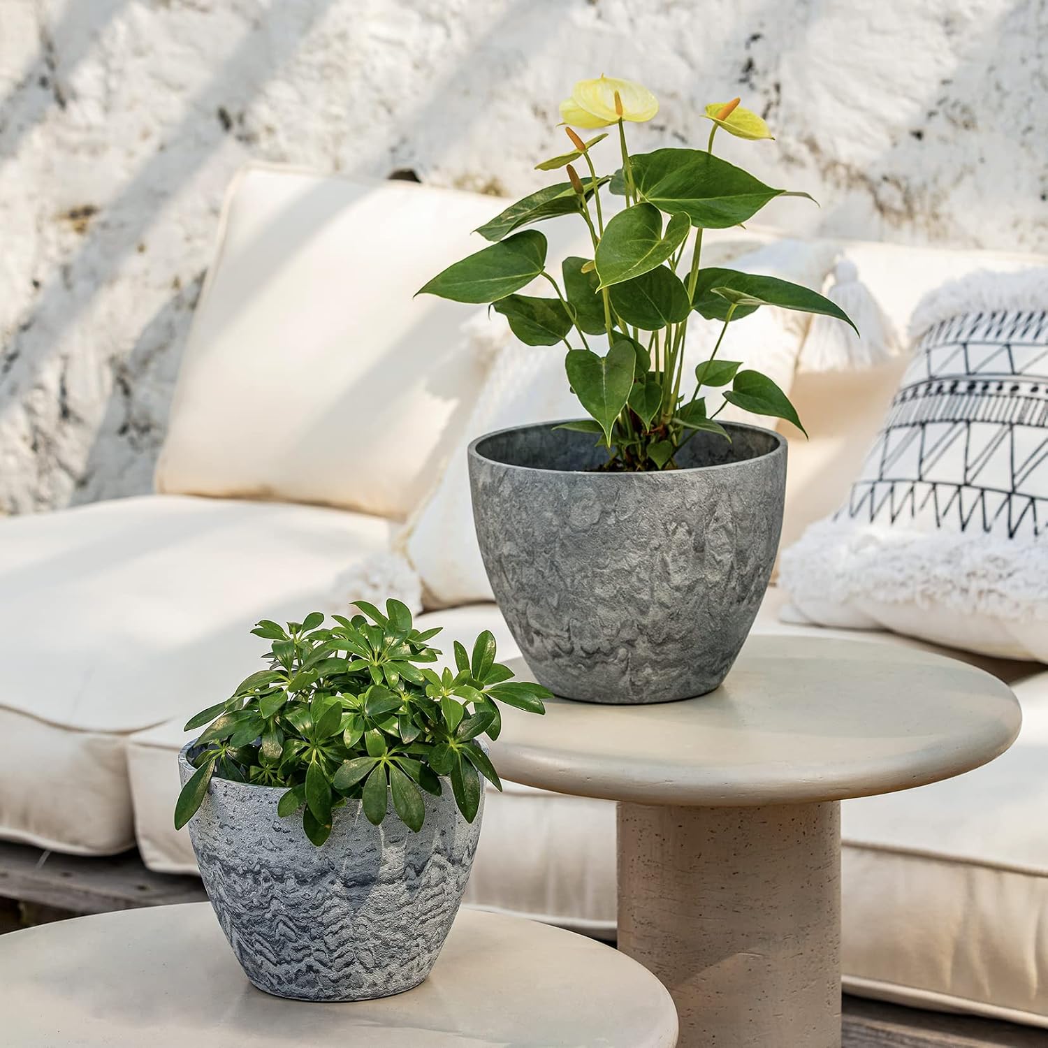 LA JOLIE MUSE Planter Pots, Indoor Outdoor Flower Pot, 8.6+7.5 Inch 2 Pack