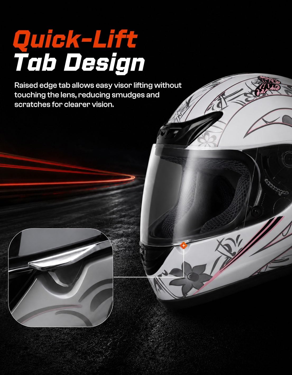 TCMT Full Face Helmet for Adult Men & Women, DOT Approved