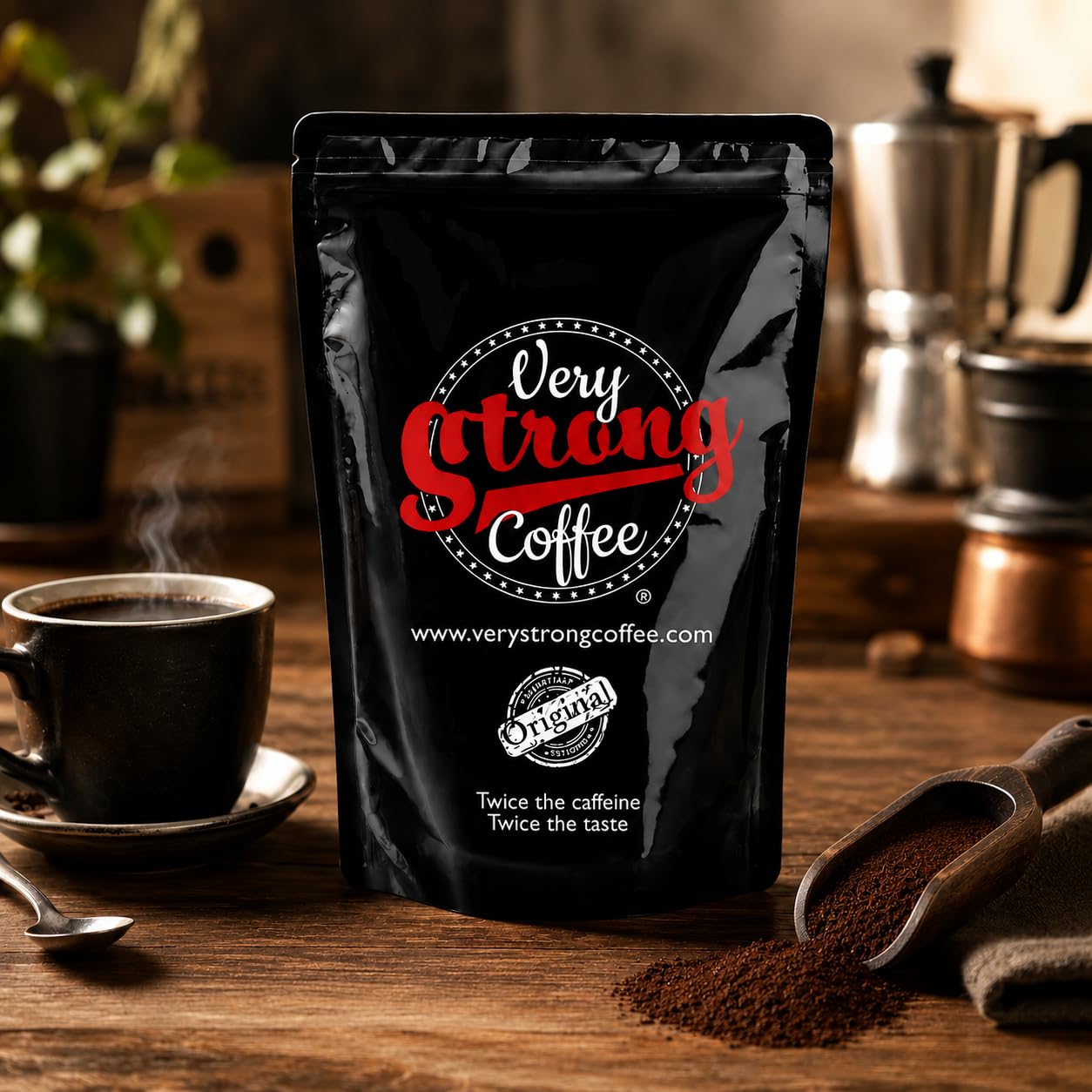 Very Strong Coffee GROUND COFFEE, 500g (1.1lb) – 100% Robusta Coffee Beans – Twice the Caffeine
