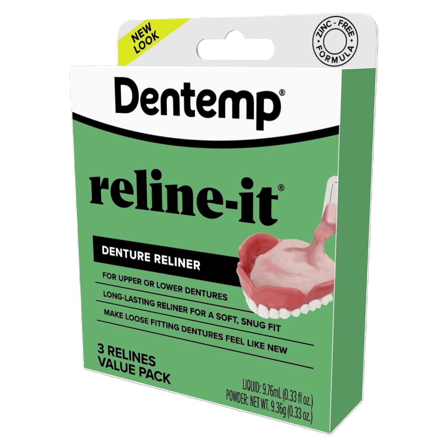 Dentemp Denture Reline Kit - Advanced Formula Reline It Denture Reliner (Pack of 2) - Denture Kit to Refit and Tighten Dentures for Both Upper & Lower Denture (Packaging May Vary)