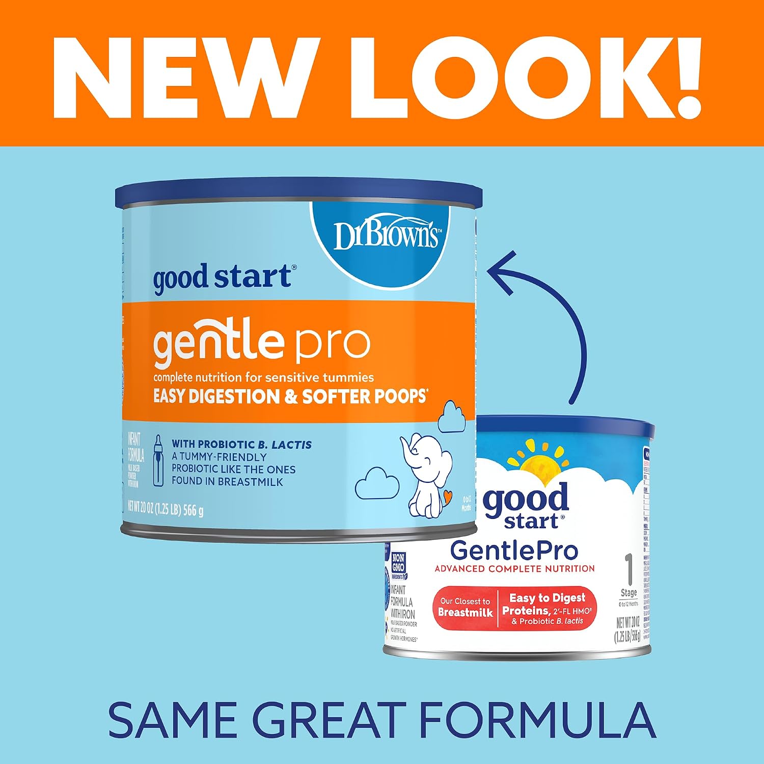 Good Start | Dr. Brown’s Gentle Pro, Baby Formula Powder for Sensitive Tummies, Easy Digestion & Softer Poops, Formula with Probiotics, DHA