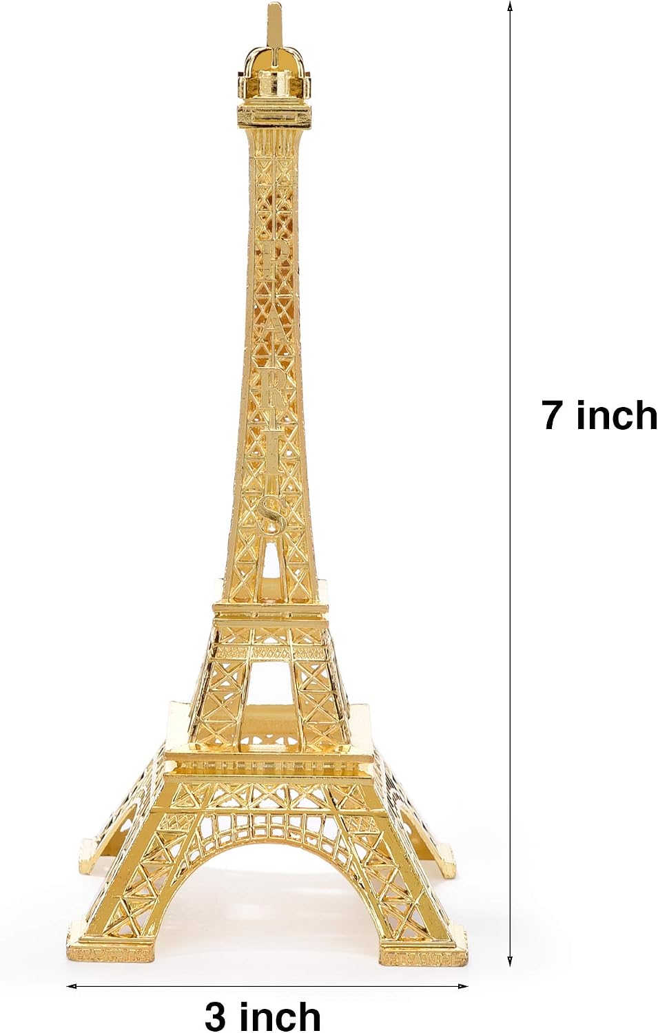 ESHATO Gold Metal Eiffel Tower Statue, 7inch Decorative Figurine Replica Stand Holder for Cake Topper Table Decor Gift Party Home Decoration