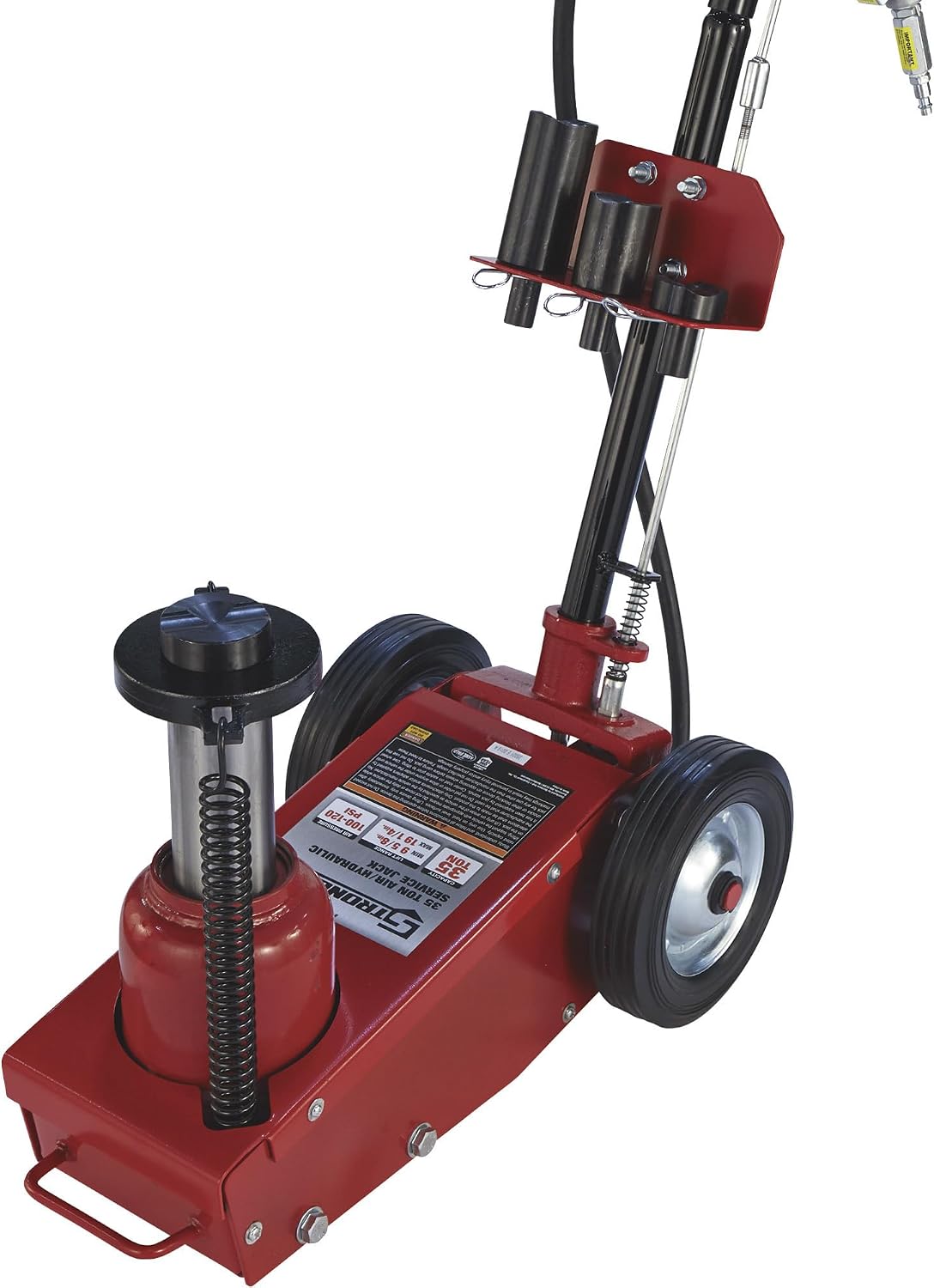 Strongway 22-Ton Quick Lift Air/Hydraulic Service Floor Jack | Controlled vehicle lifting, heavy shop use, stable positioning, professional garage service, durable steel construction