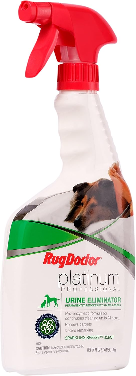 Rug Doctor Platinum Urine Eliminator Spray, Permanently Removes New and Old Pet Stains, Neutralizes Odors with Sparkling Breeze Scent, 24 oz.