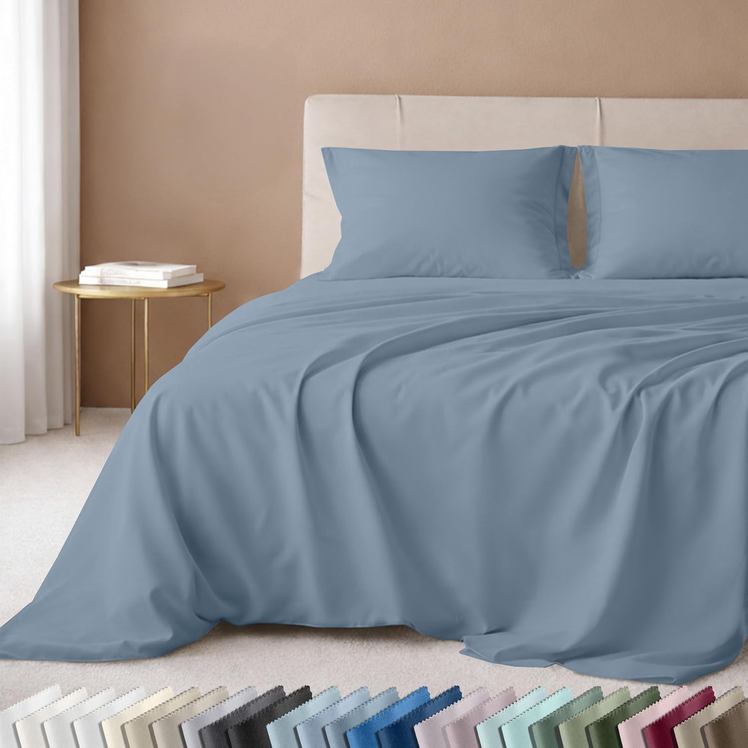 California Design Den Luxury 600 Thread Count Full Size Sheet Sets, Seafoam | 100% Cotton Sateen Backed by Good Housekeeping Seal, Soft & Smooth, 16" Deep Pocket, All-Around Elastic, Durable, Easy Care
