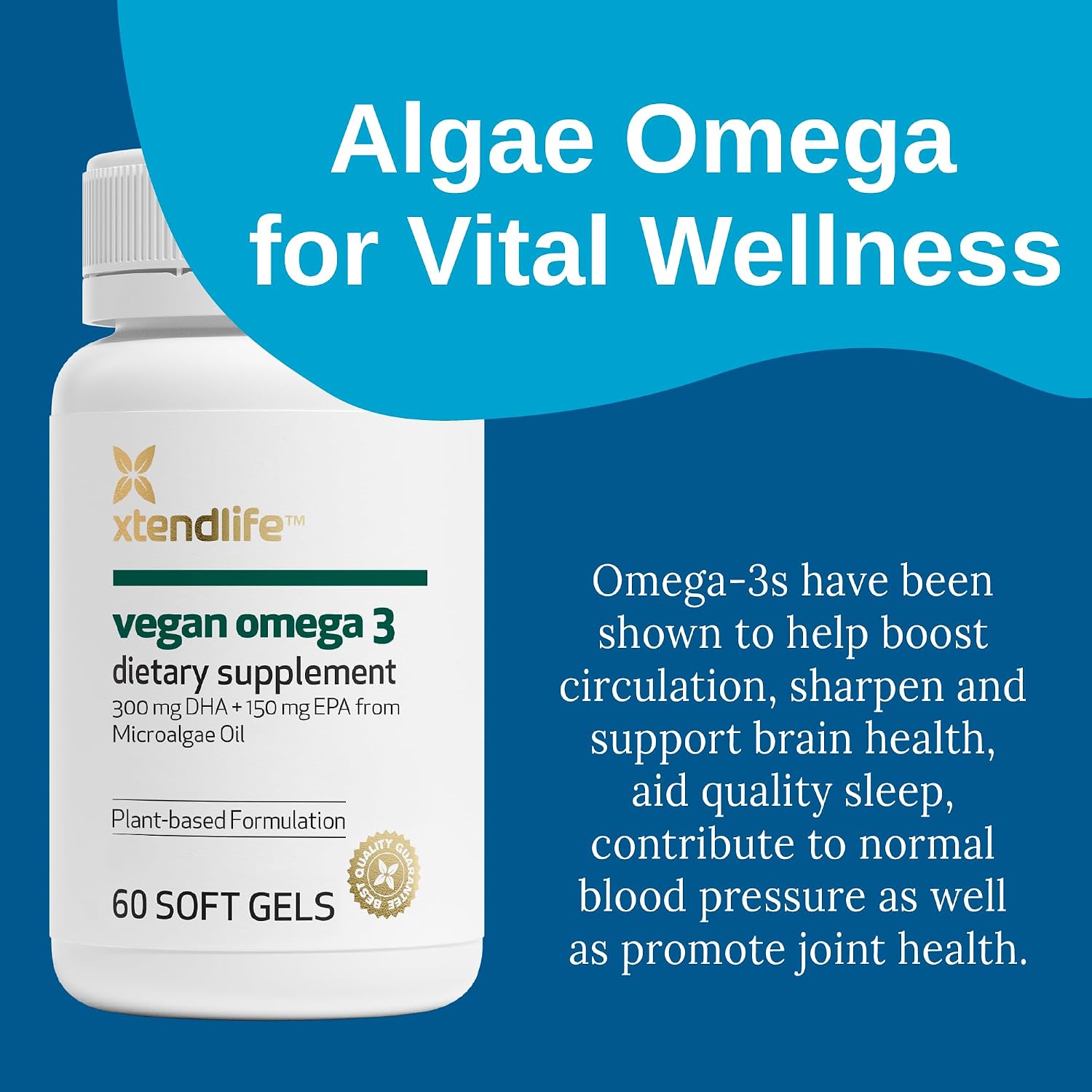 Xtendlife Omega‑3 Fish Oil + CoQ10 Supplement, 30 Day Supply | 1100mg DHA & EPA for Heart, Brain & Joint Support – with Ubiquinol CoQ10, Astaxanthin & Lycopene