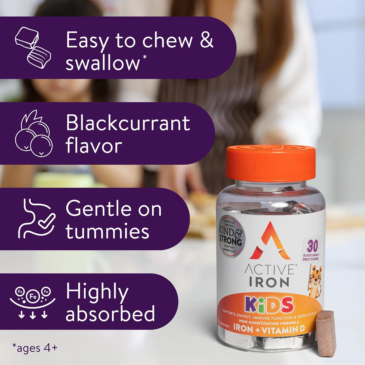 Active Iron Supplement 25mg + Multivitamin for Women, Gentle on Stomach