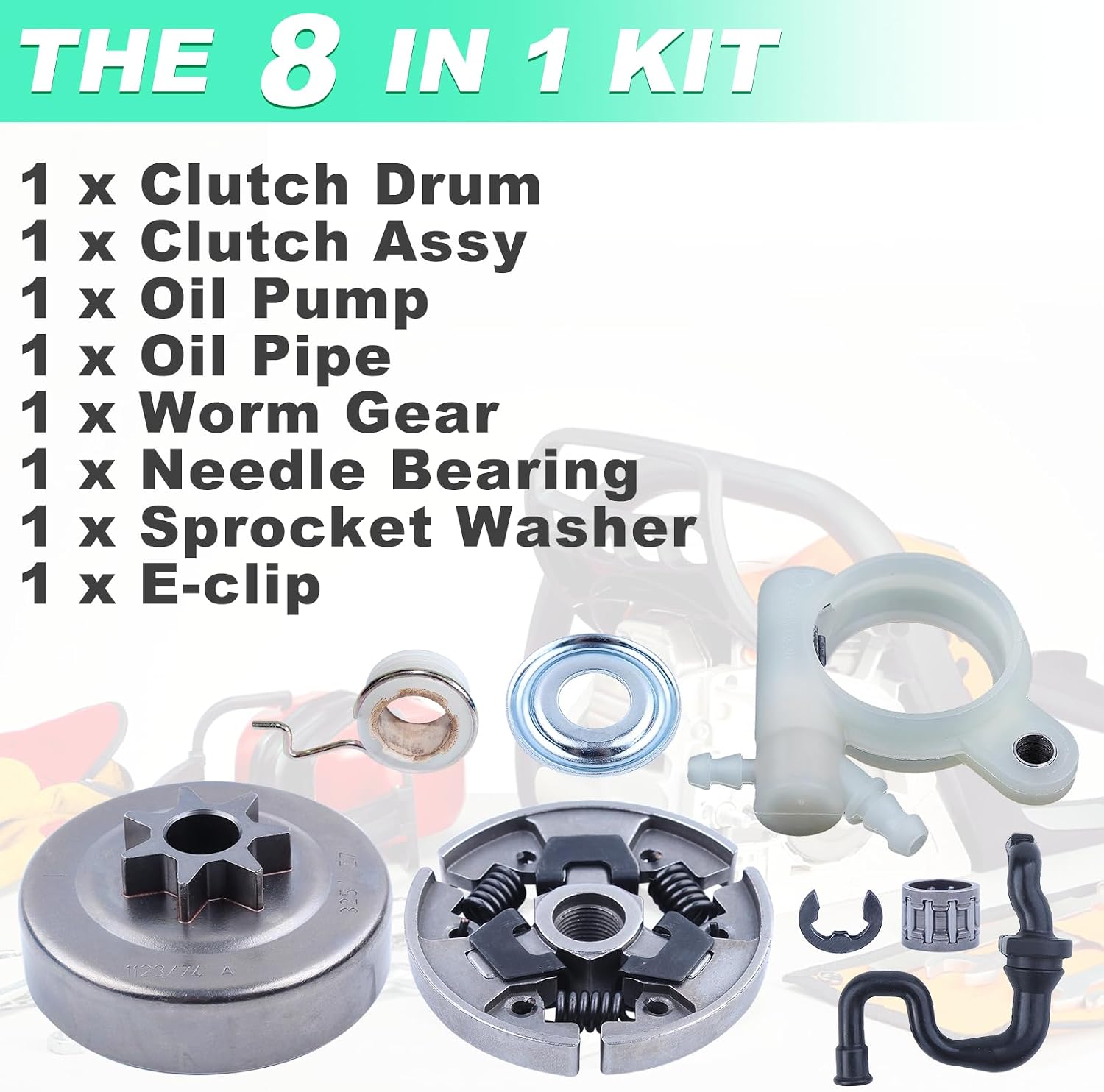 Adefol 325 7T Sprocket Clutch Drum Oil Pump Kit for Stihl MS251 MS231 MS231C MS251C Chainsaw