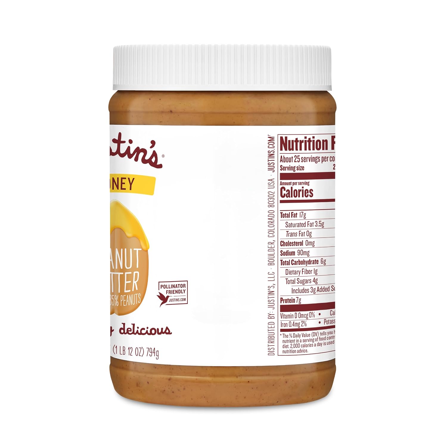 Justins, Peanut Butter Blend Honey Jar, 16 Ounce