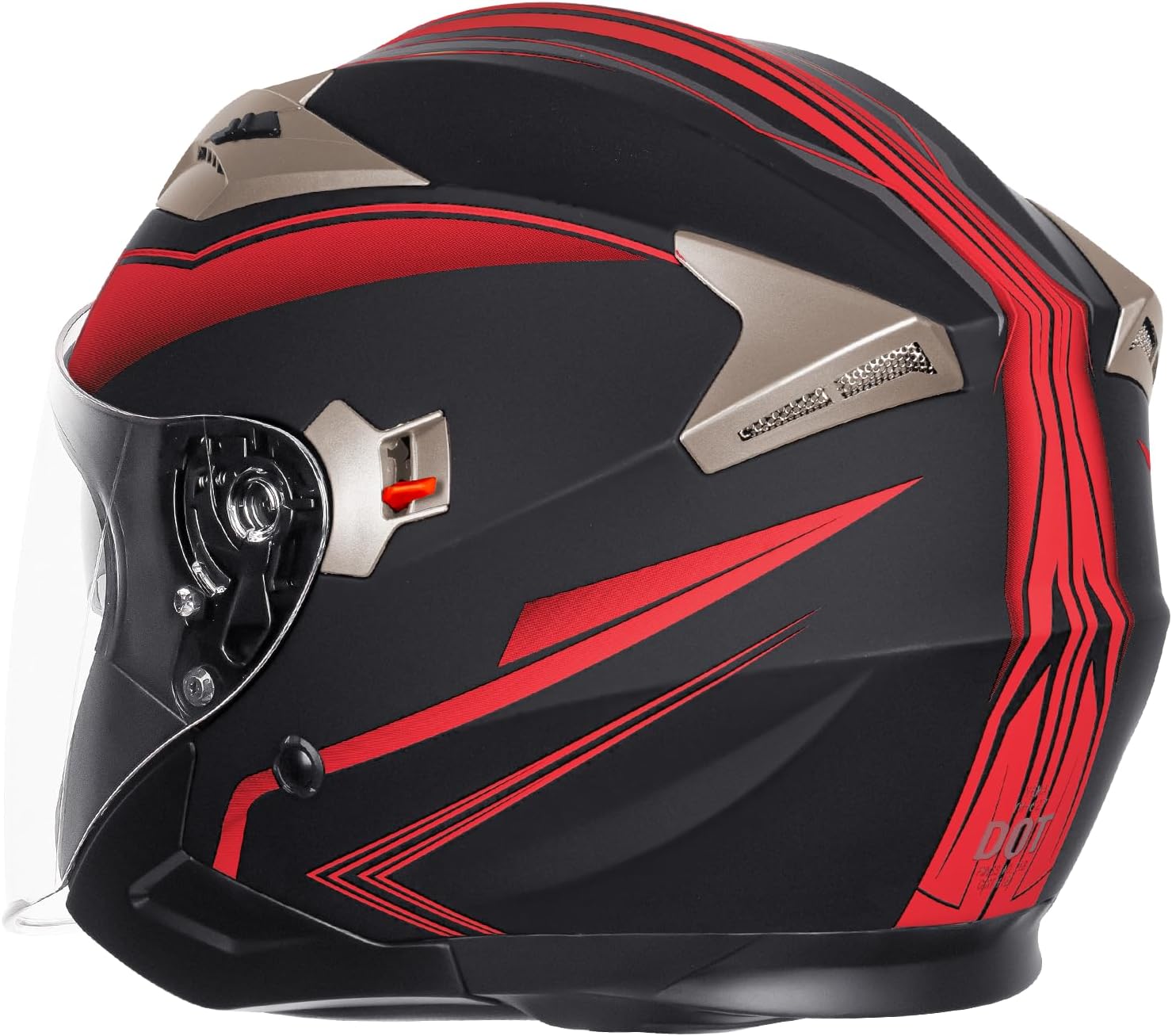 YEMA Open Face Motorcycle Helmets, DOT Approved 3/4 Moped Helmet Dual Visor Quick Release Buckle, Helmets for Adults Motorcycle Men Women Helmets for Moped Scooter Streey