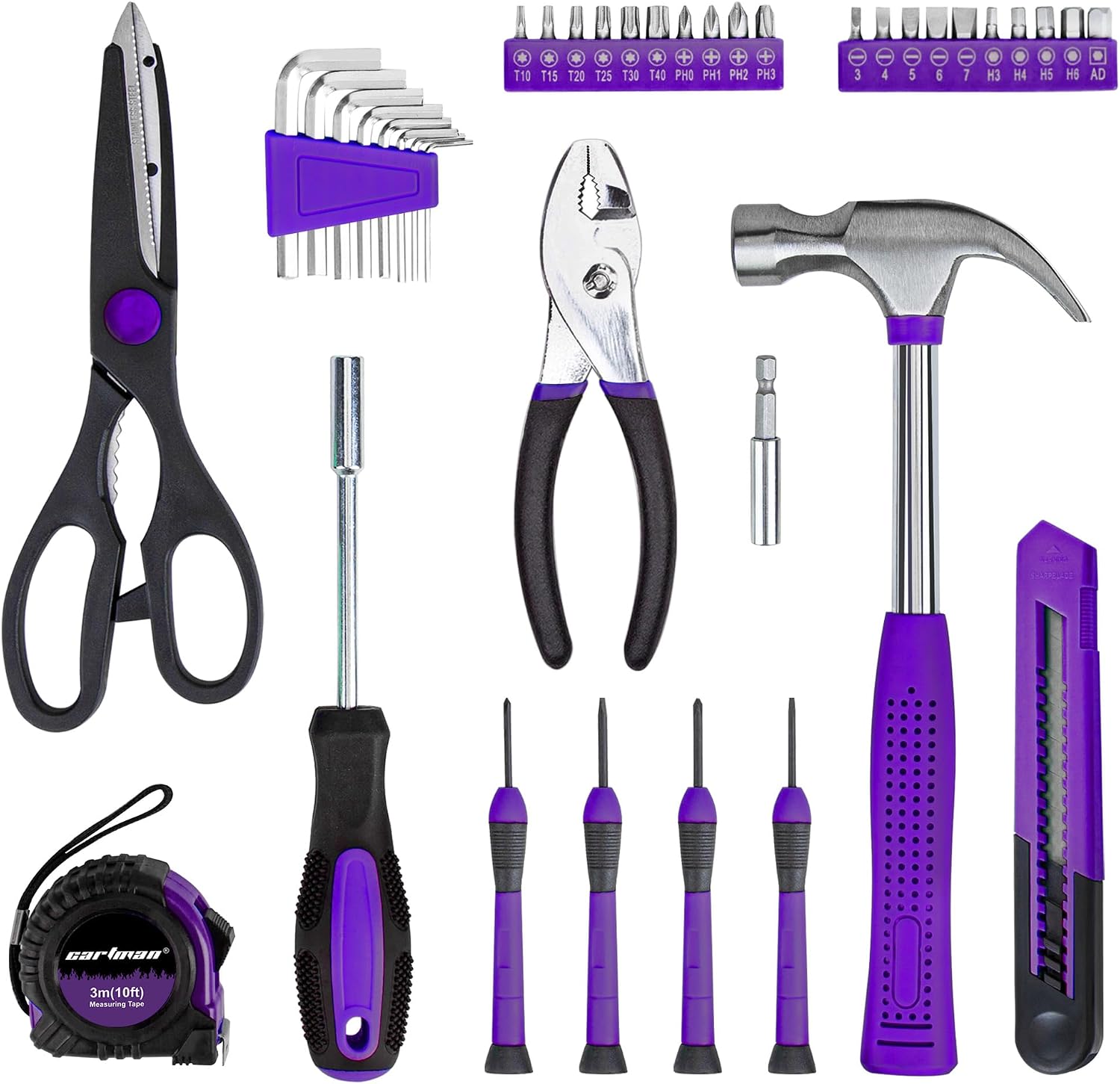 CARTMAN 39-Piece Household Tool Set, Orange Hand Kit With Storage Case | Complete assortment for home repairs, DIY projects, furniture setup, crafting, and daily household fixes in toolbox.