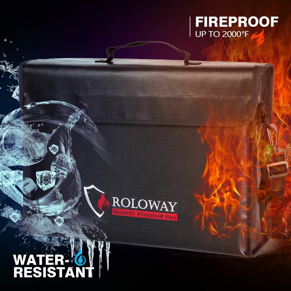 Large (17 x 12 x 5.8 inches) Fireproof Bag, Water Resistant Fireproof Document Bag Safe for Money, Documents and Valuables Storage