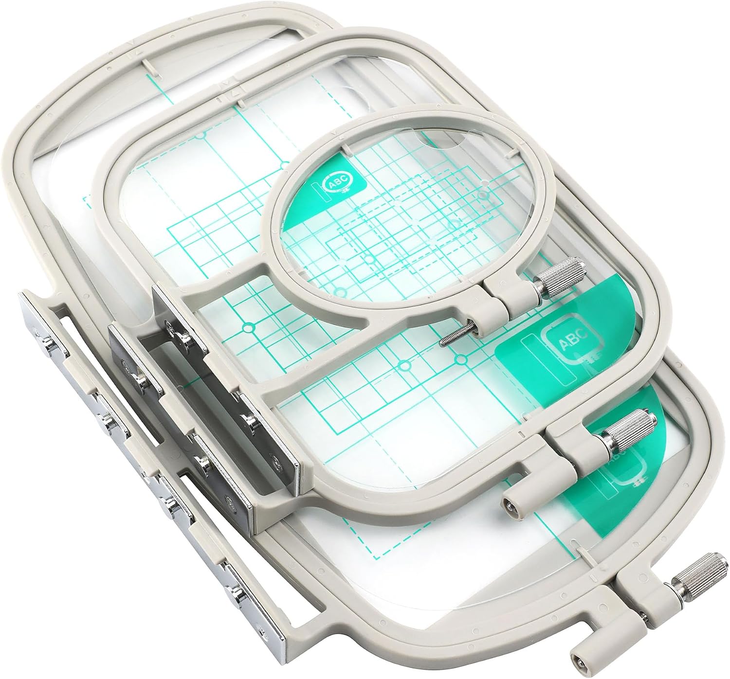 Sew Tech 3pcs Embroidery Hoops for Brother, 1x2.5 4x4 4x6.75in Frame Set